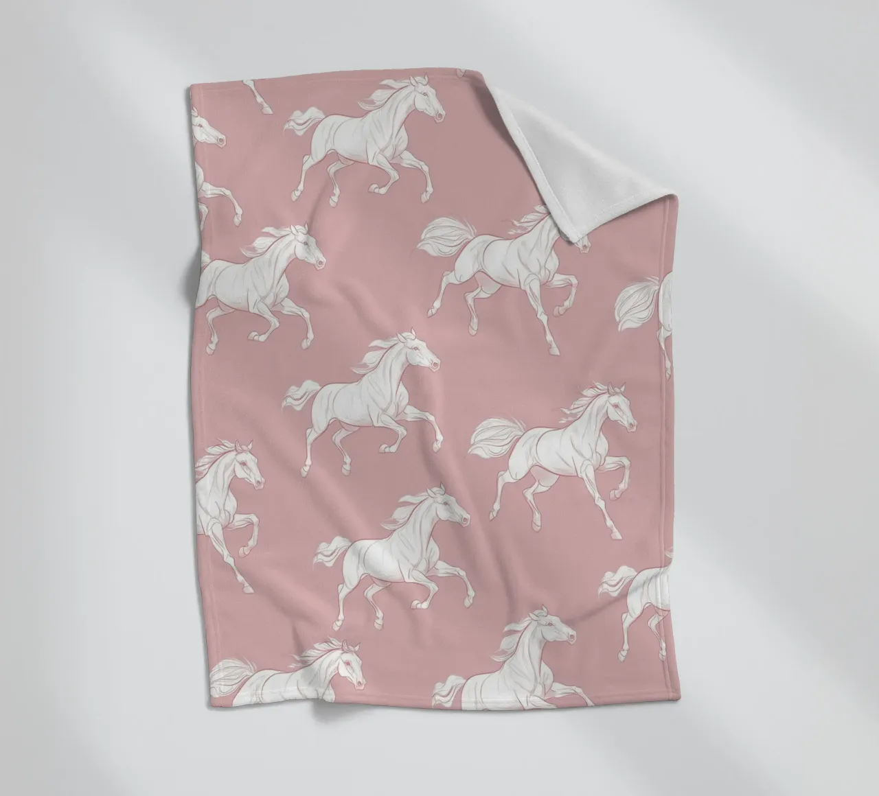 White Horses Pattern fleece blanket by Jungle Joy Art