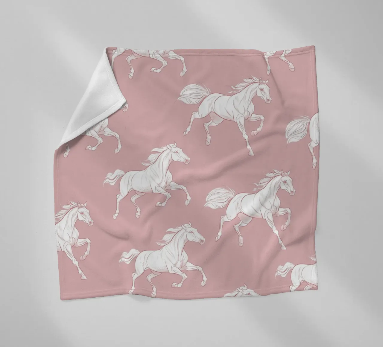 White Horses Pattern fleece blanket by Jungle Joy Art