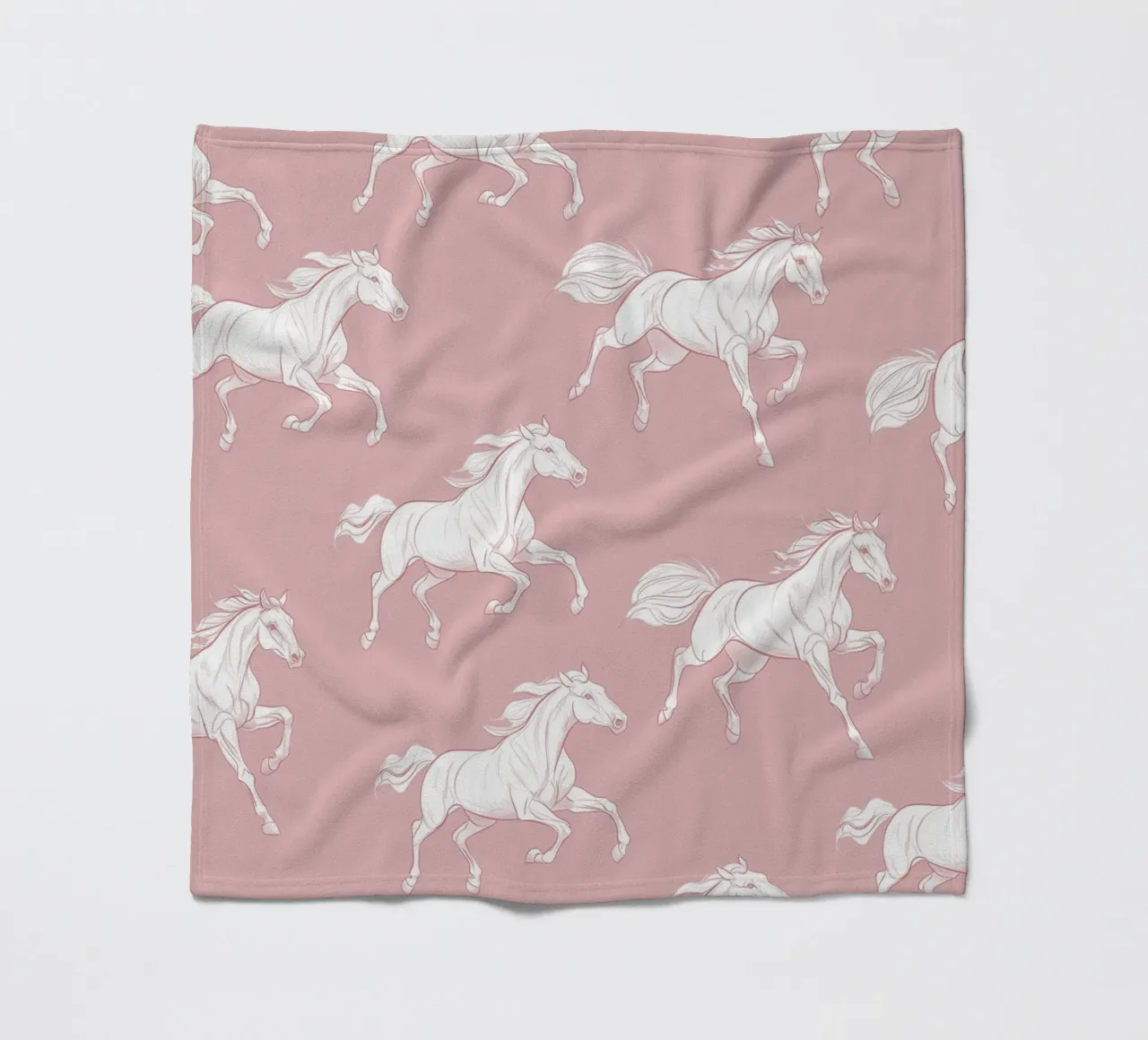 White Horses Pattern fleece blanket by Jungle Joy Art