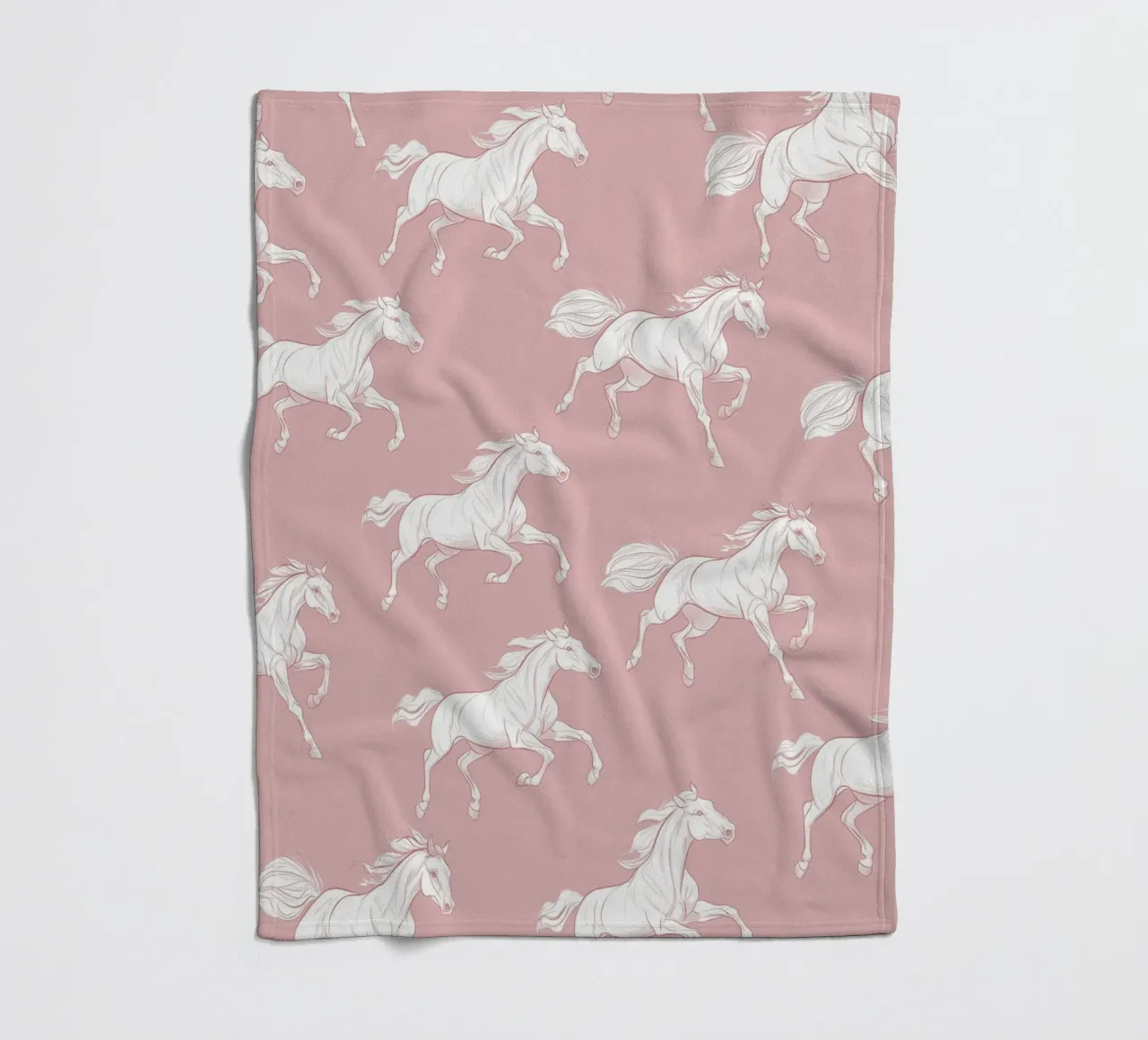 White Horses Pattern fleece blanket by Jungle Joy Art