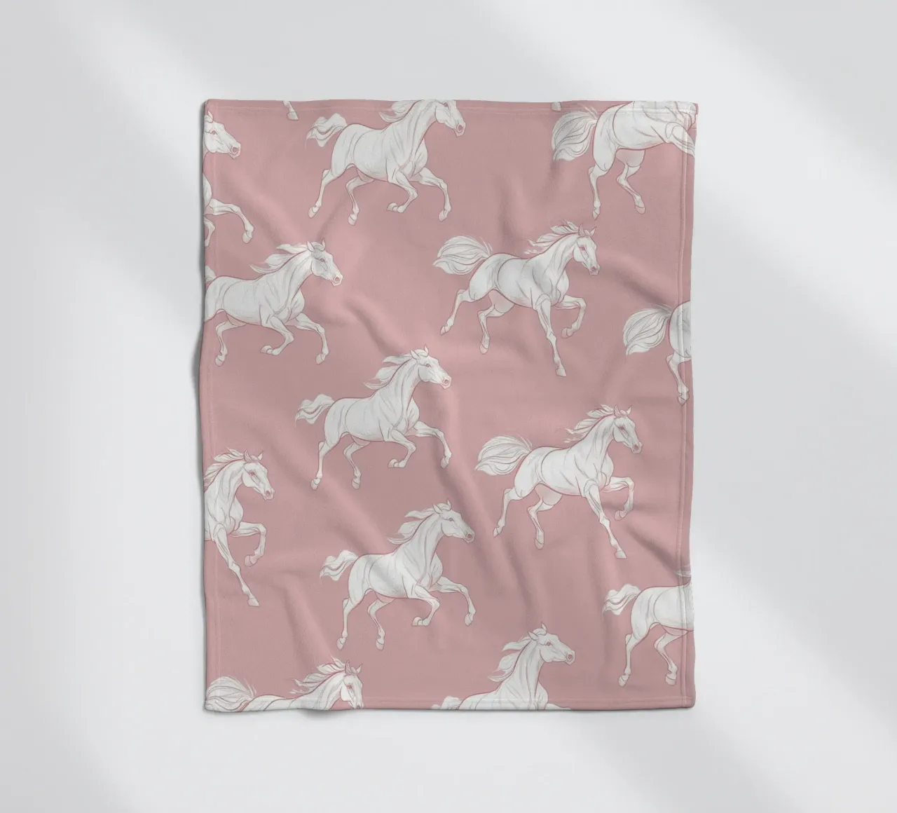 White Horses Pattern fleece blanket by Jungle Joy Art