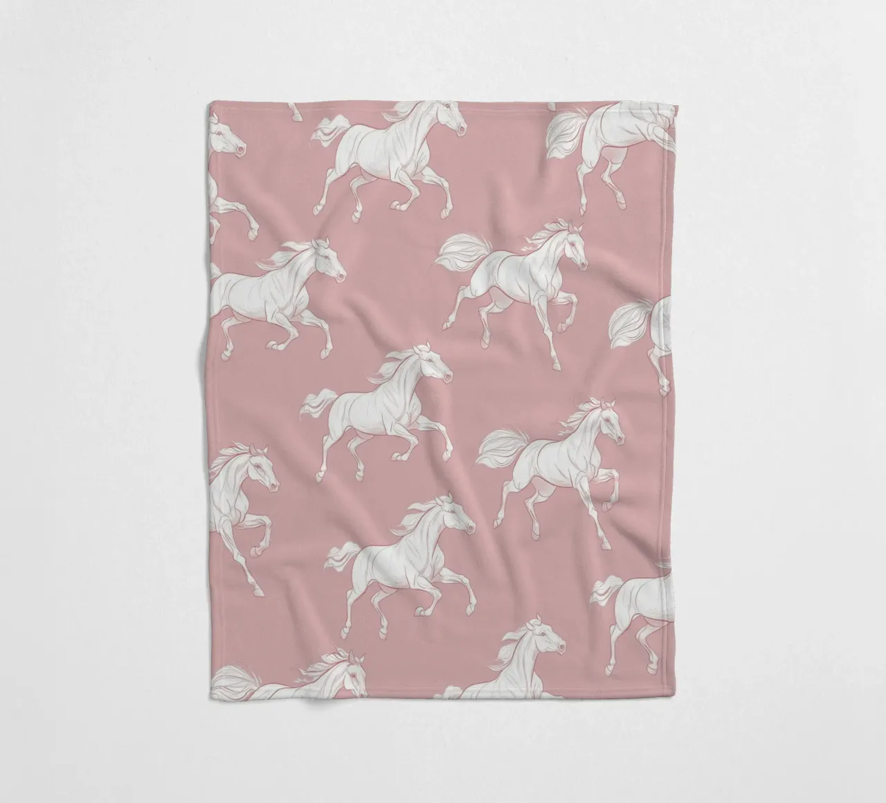 White Horses Pattern fleece blanket by Jungle Joy Art