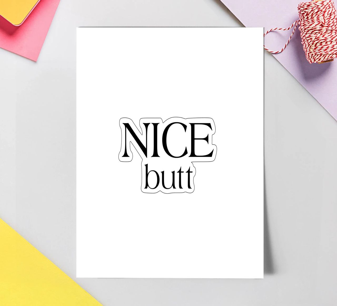 Nice Butt Typography Simple Minimalist Elegant sticker sheet by YV TYPOGRAPHY