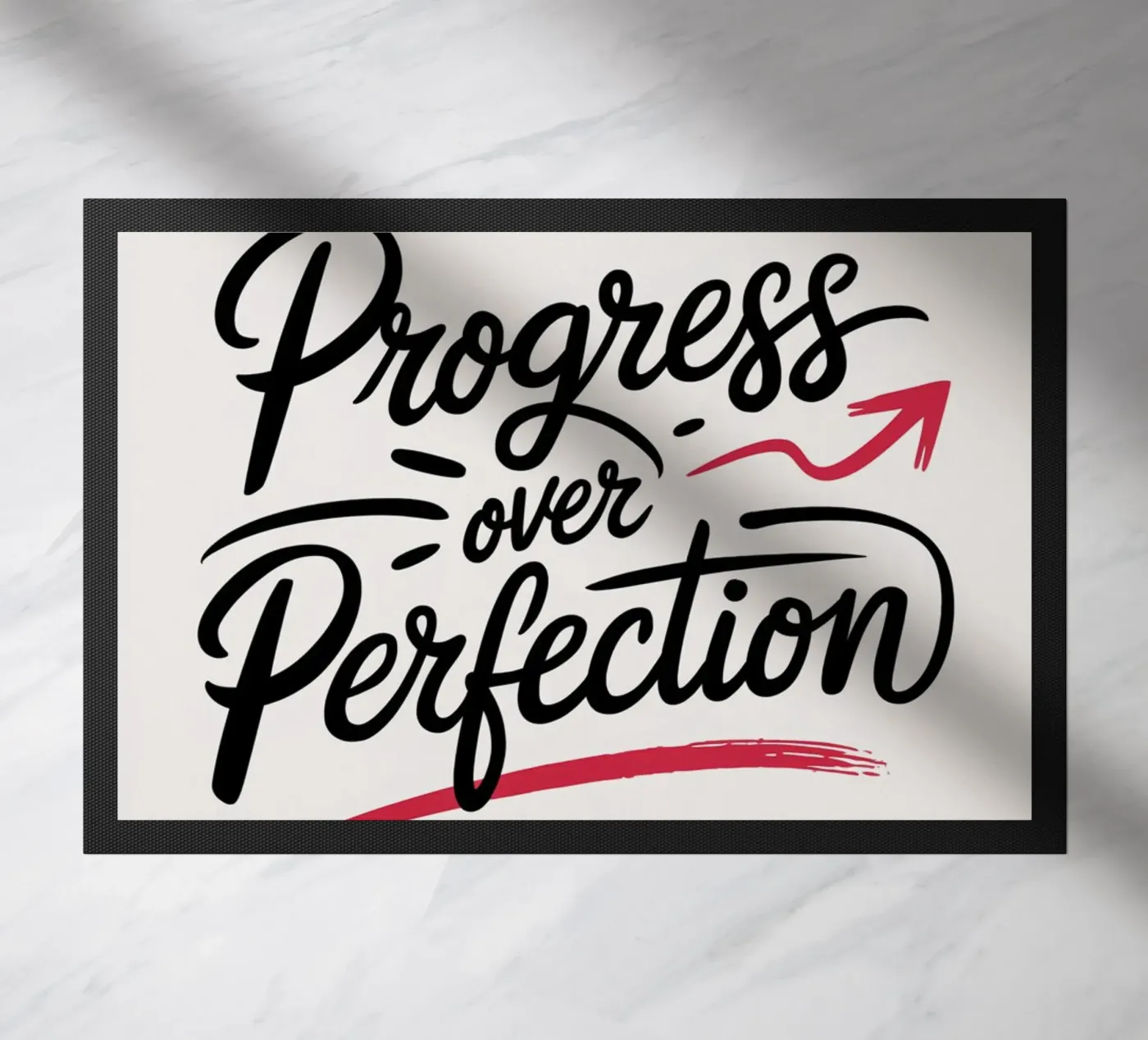 Progress Over Perfection doormat by logic