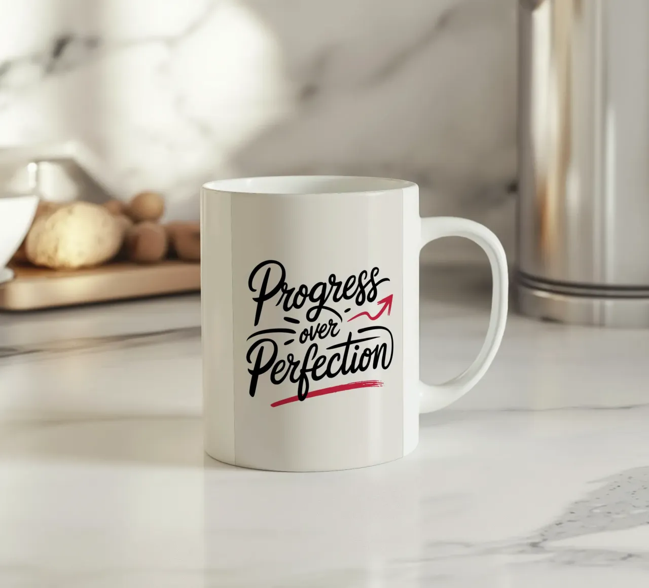 Le progrès plutôt que la perfection mug en céramique de logic