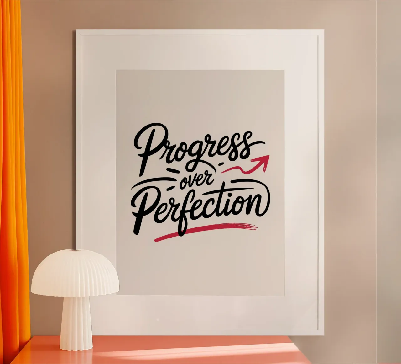 Il progresso al posto della perfezione poster con telaio in alluminio da logic