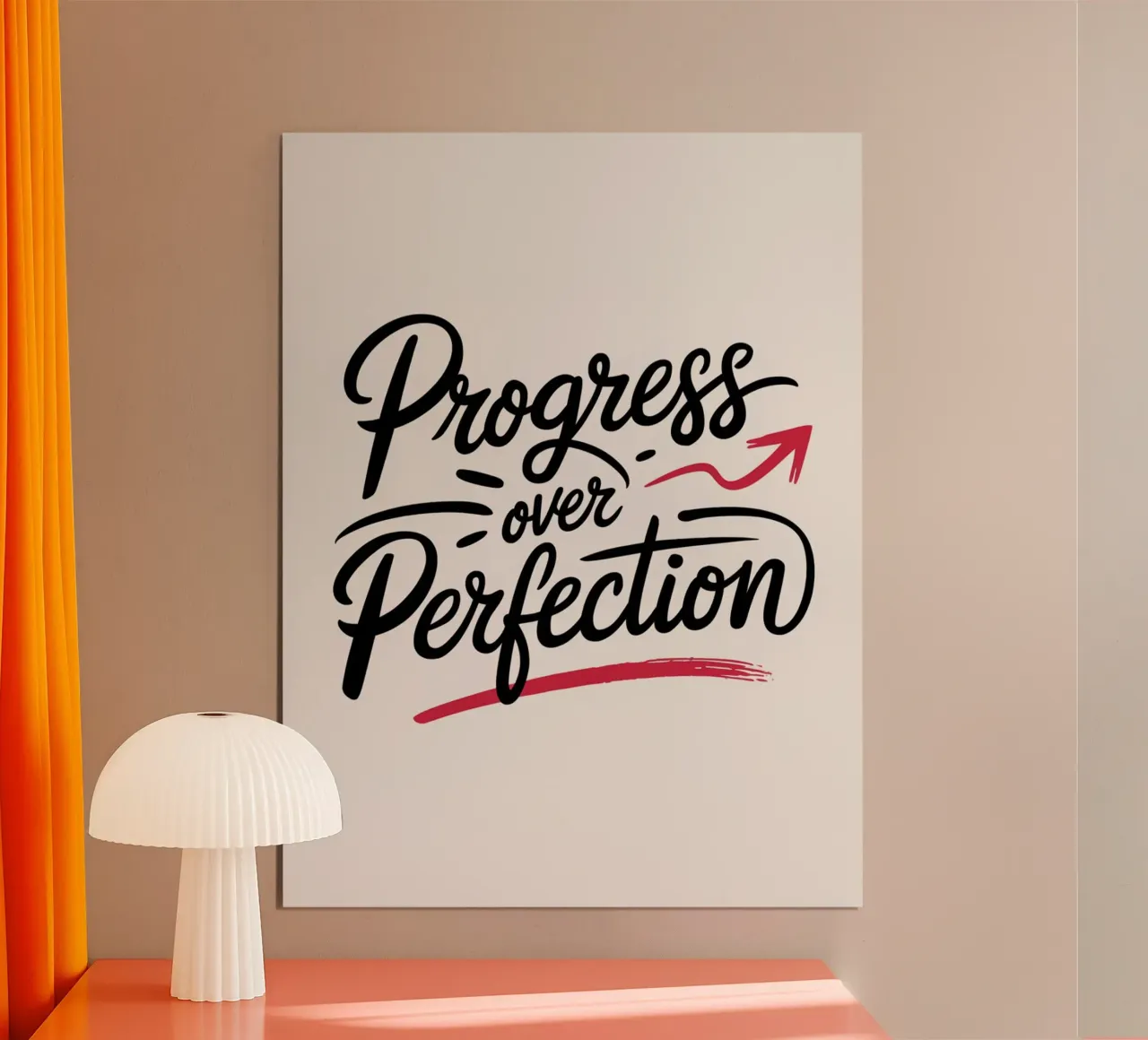 Il progresso al posto della perfezione poster con telaio in alluminio da logic