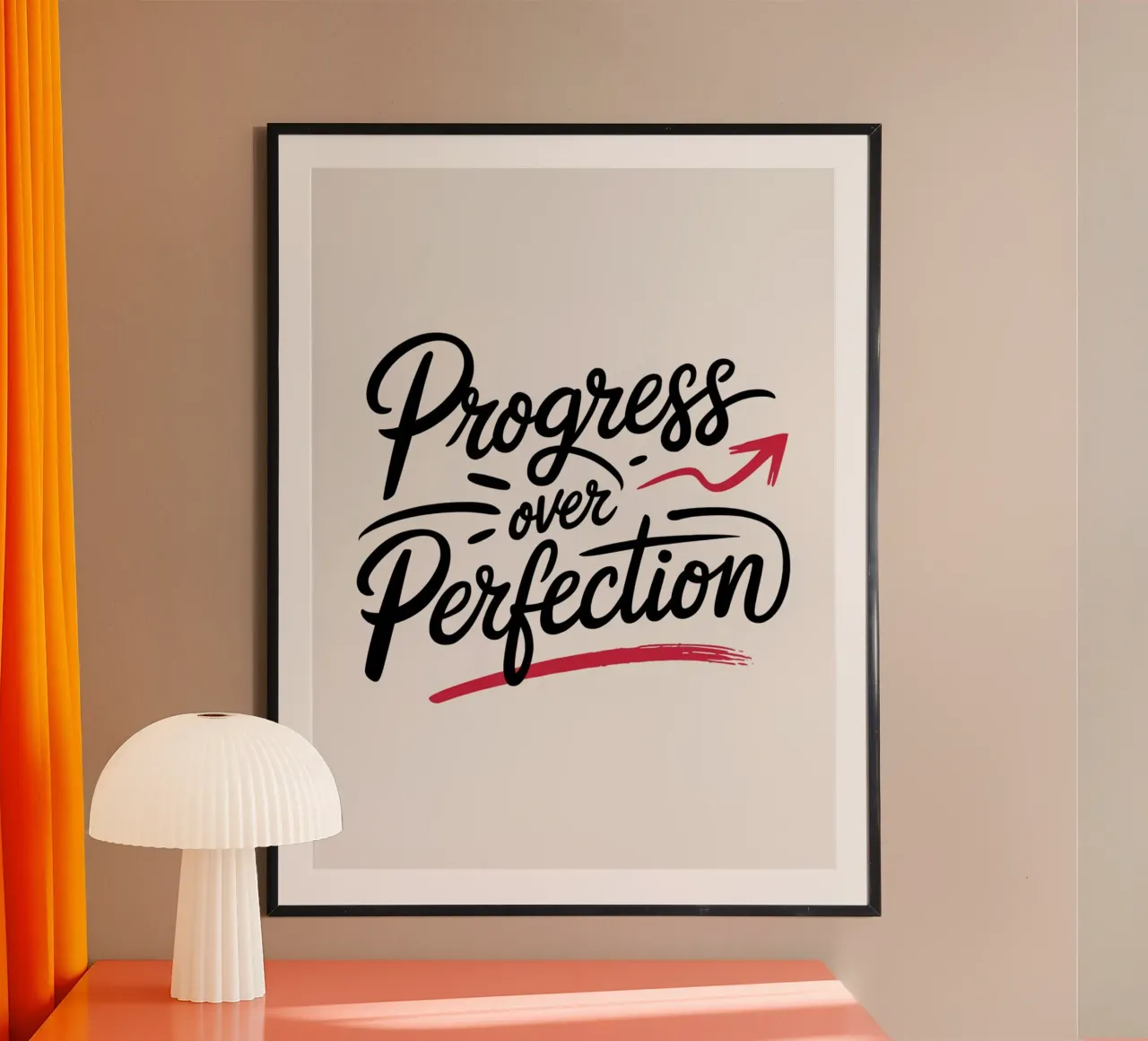 Il progresso al posto della perfezione poster con telaio in alluminio da logic