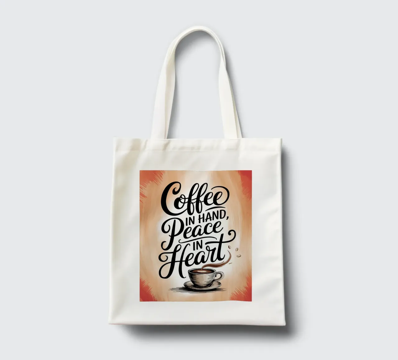 Caffè in mano, pace nel cuore borsa in juta da logic
