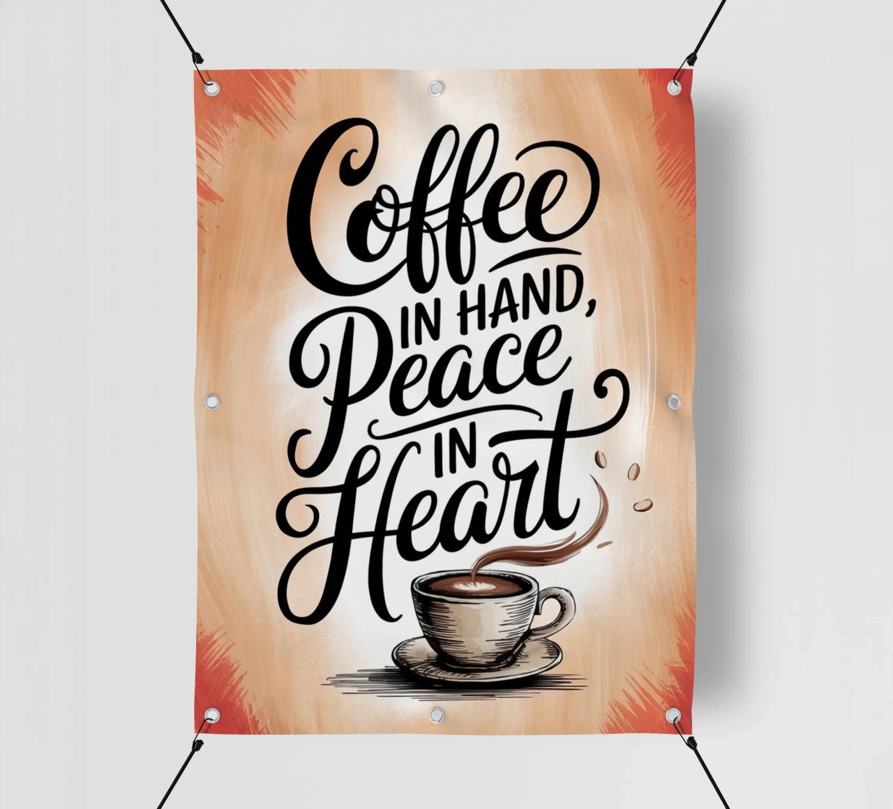 Caffè in mano, pace nel cuore telo in pvc da logic
