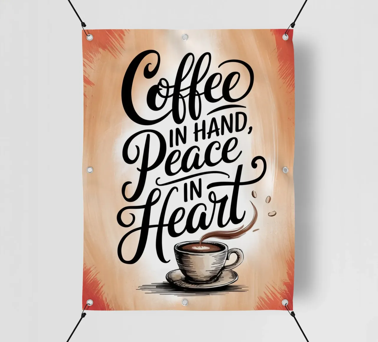Caffè in mano, pace nel cuore telo in pvc da logic