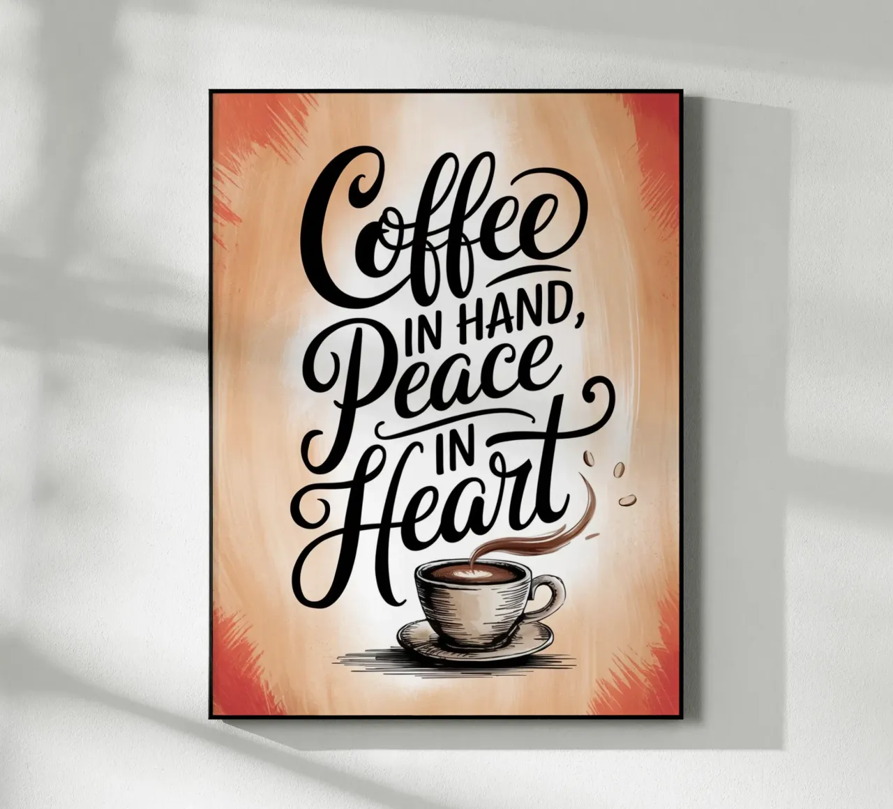 Café en mano, paz en el corazón metacrilato de logic