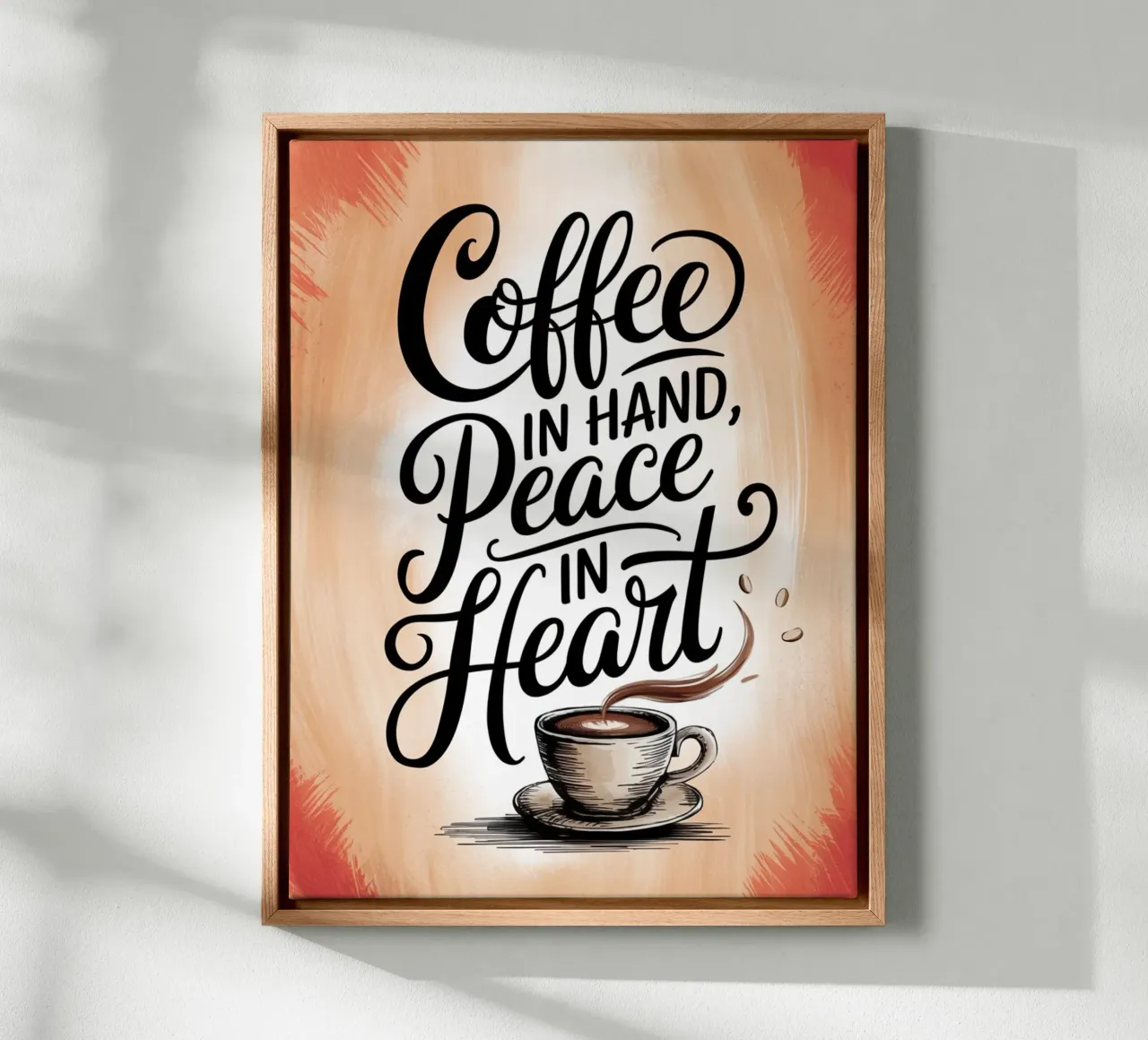 Caffè in mano, pace nel cuore tela da logic