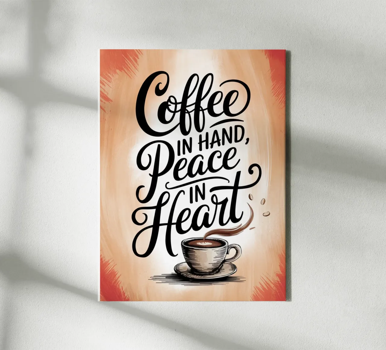 Caffè in mano, pace nel cuore tela da logic