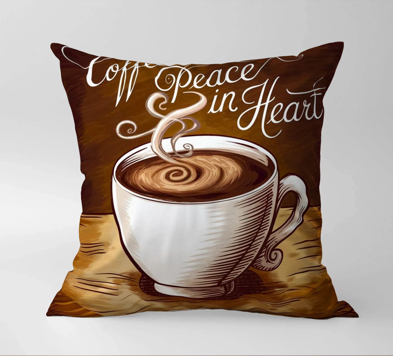 Caffè in mano, pace nel cuore cuscino da logic