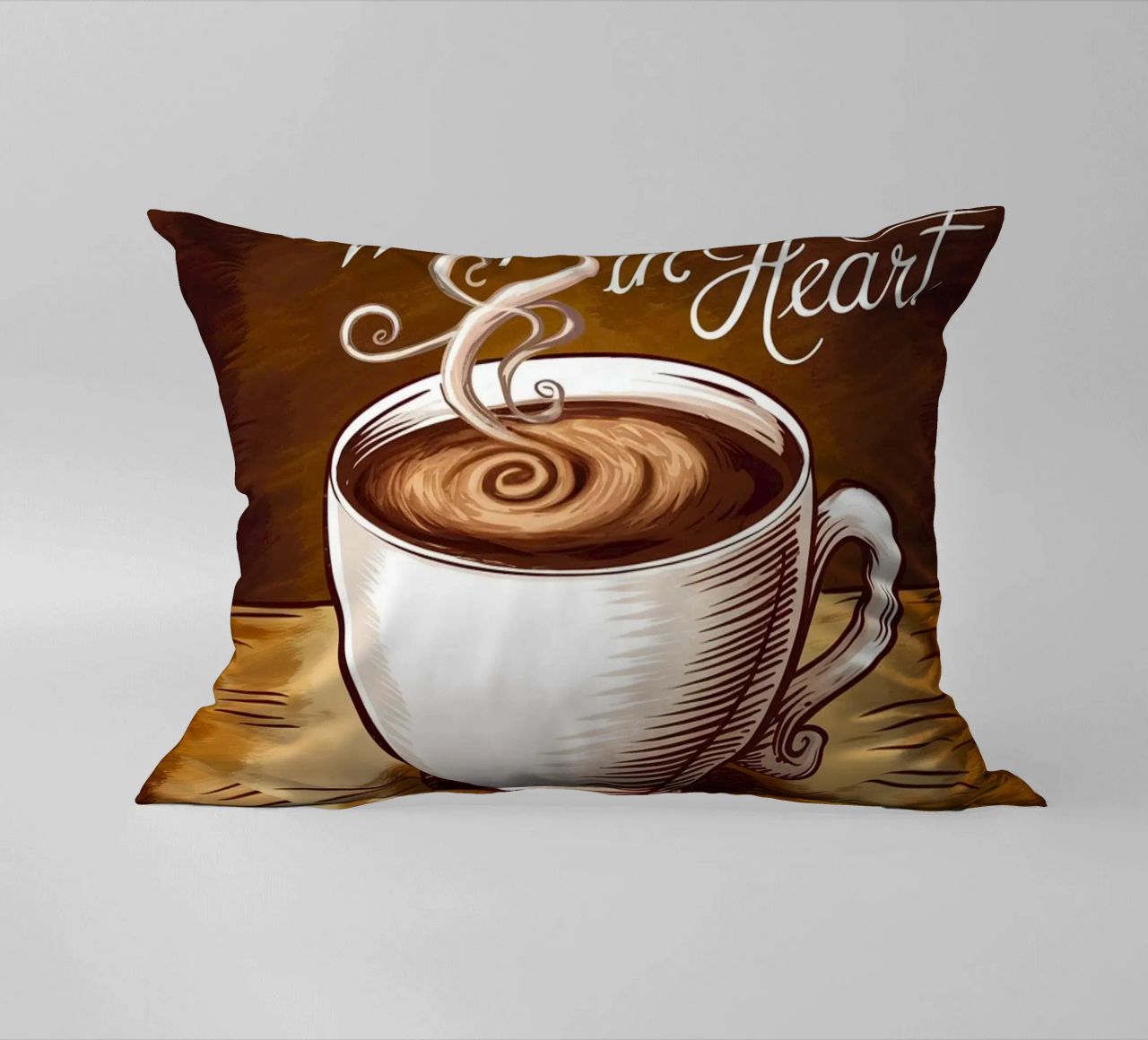 Caffè in mano, pace nel cuore cuscino da logic