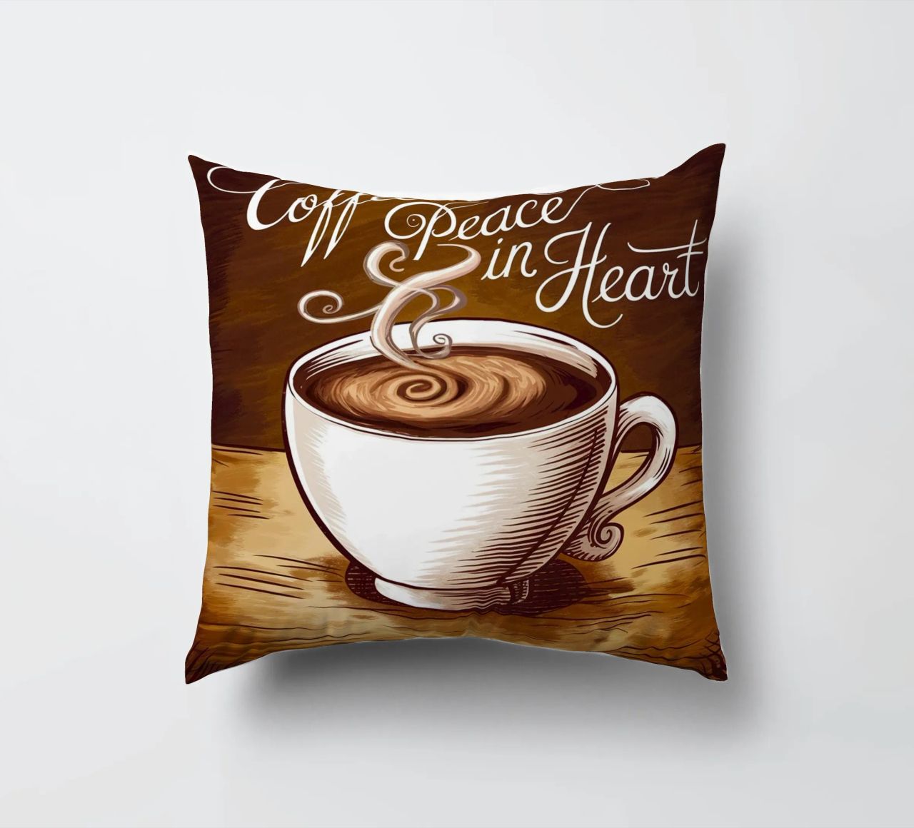 Caffè in mano, pace nel cuore cuscino da logic