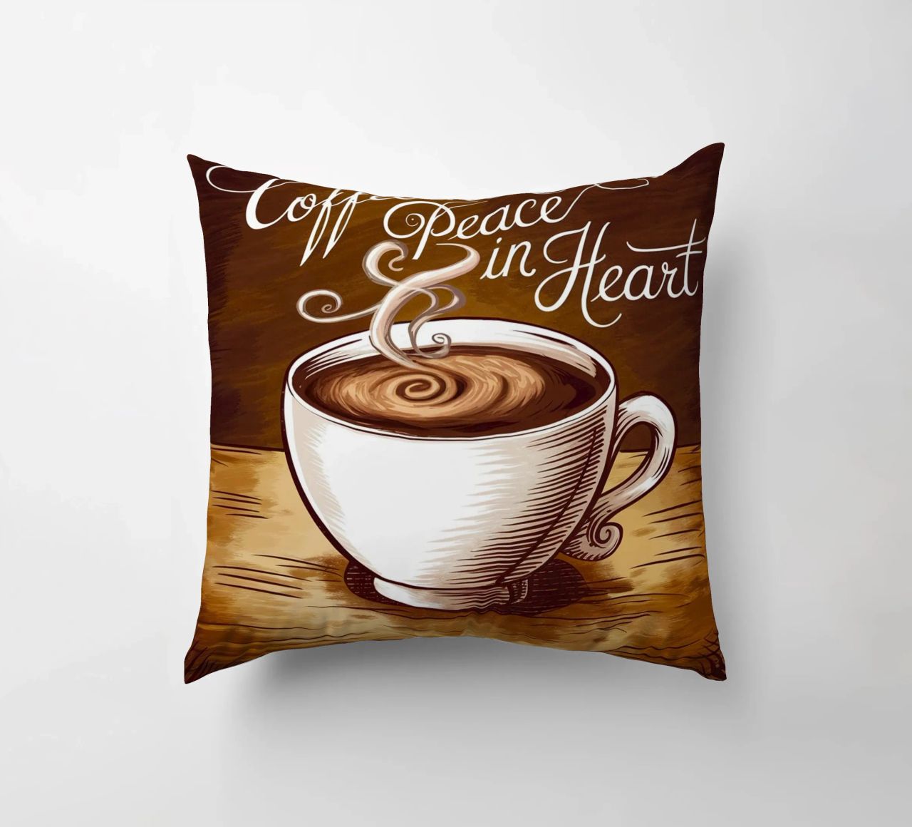 Caffè in mano, pace nel cuore cuscino da logic