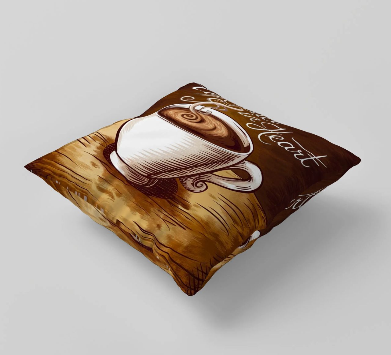 Caffè in mano, pace nel cuore cuscino da logic