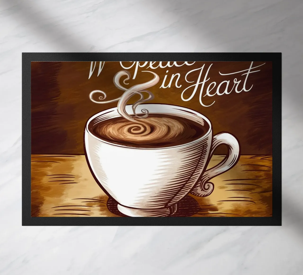 Caffè in mano, pace nel cuore zerbino da logic