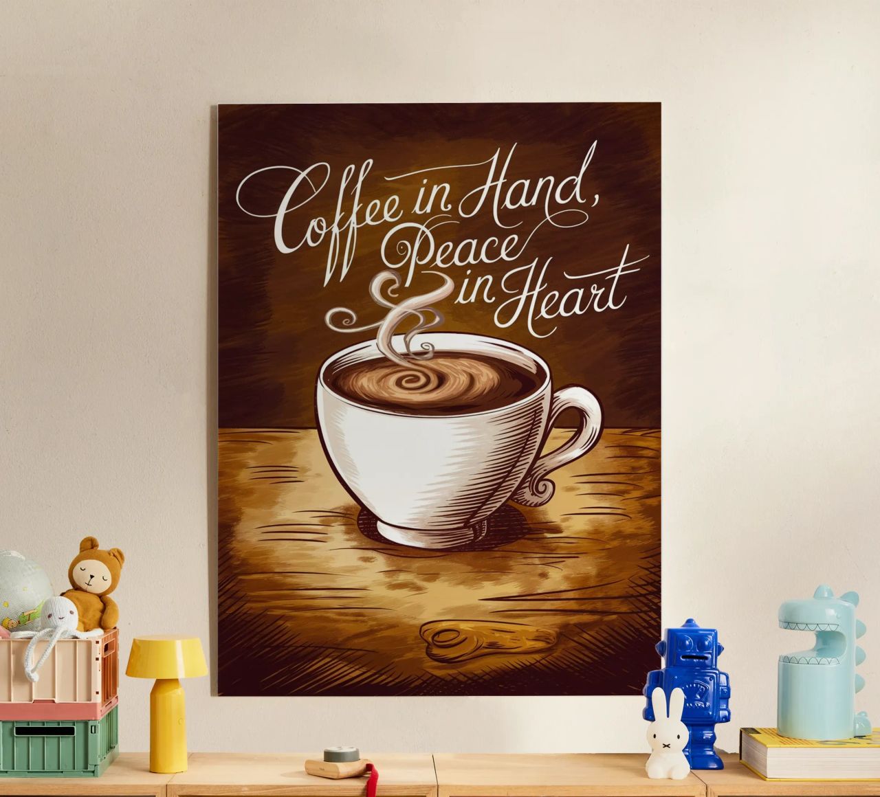Caffè in mano, pace nel cuore plexiglass da logic