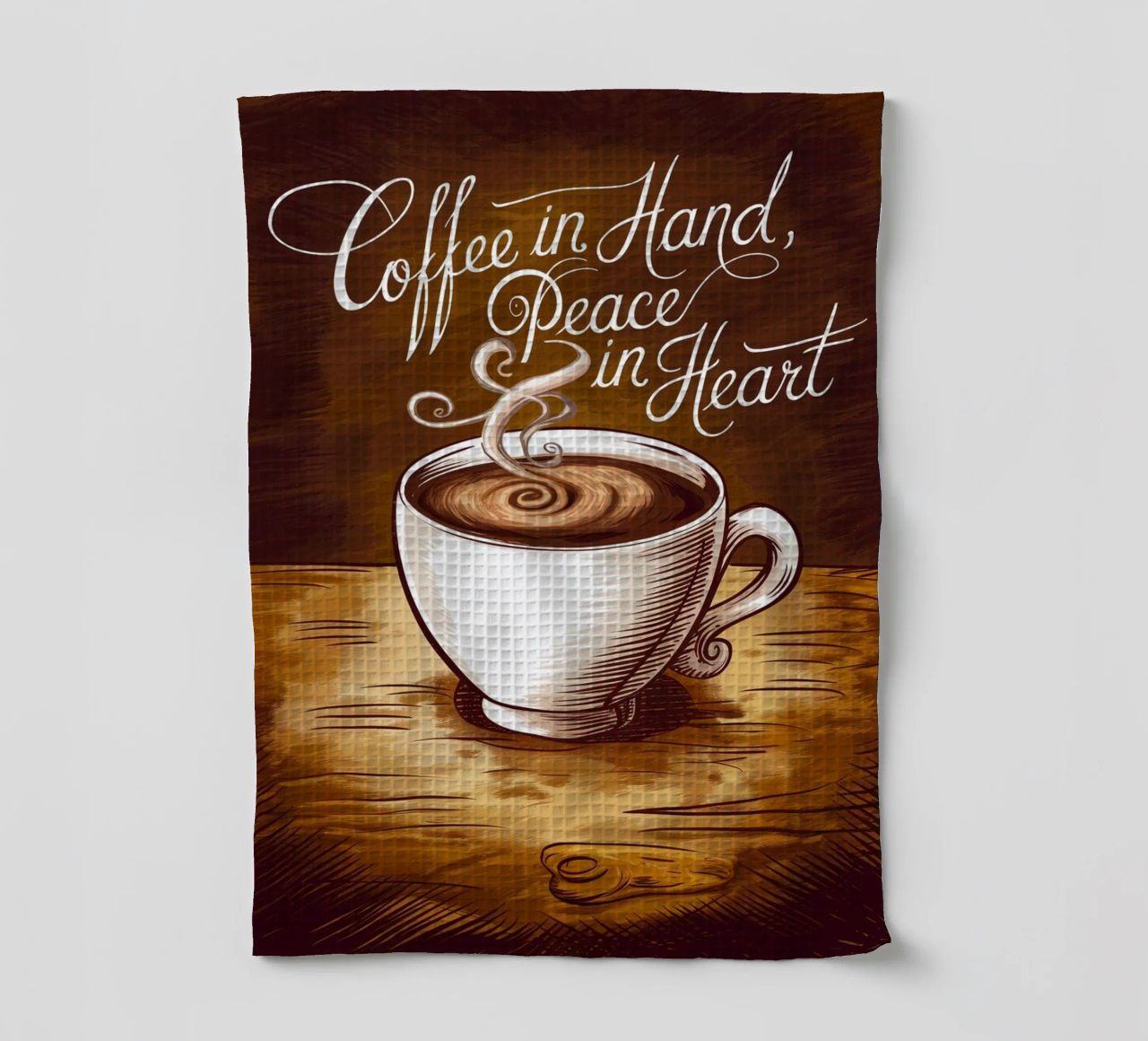 Caffè in mano, pace nel cuore canovaccio da cucina da logic