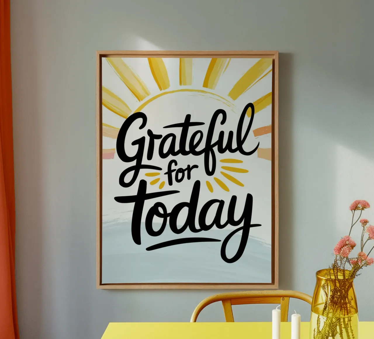 Grateful for Today canvas with Floater frame by logic