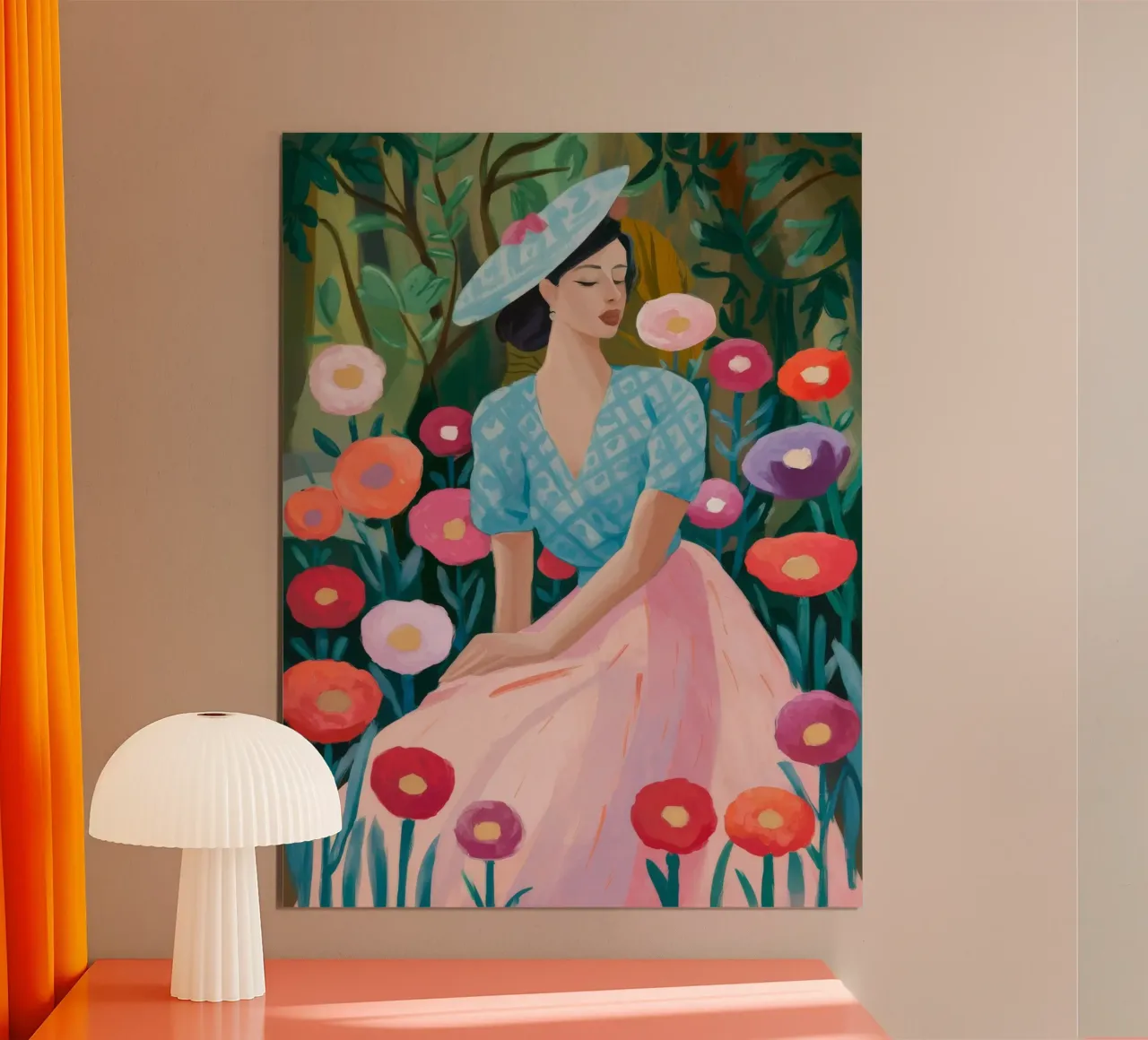Tranquillità del giardino poster con telaio in legno da Artie Shifa