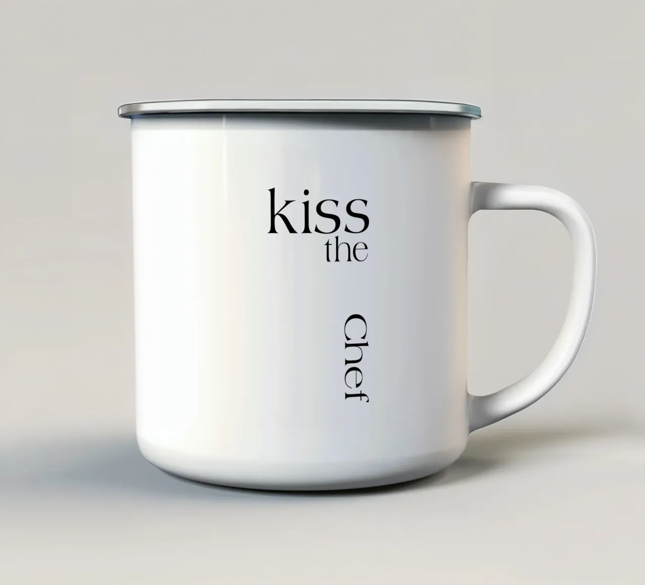 Baciare lo chef Tipografia semplice, minimalista ed elegante tazza in smalto da YV TYPOGRAPHY