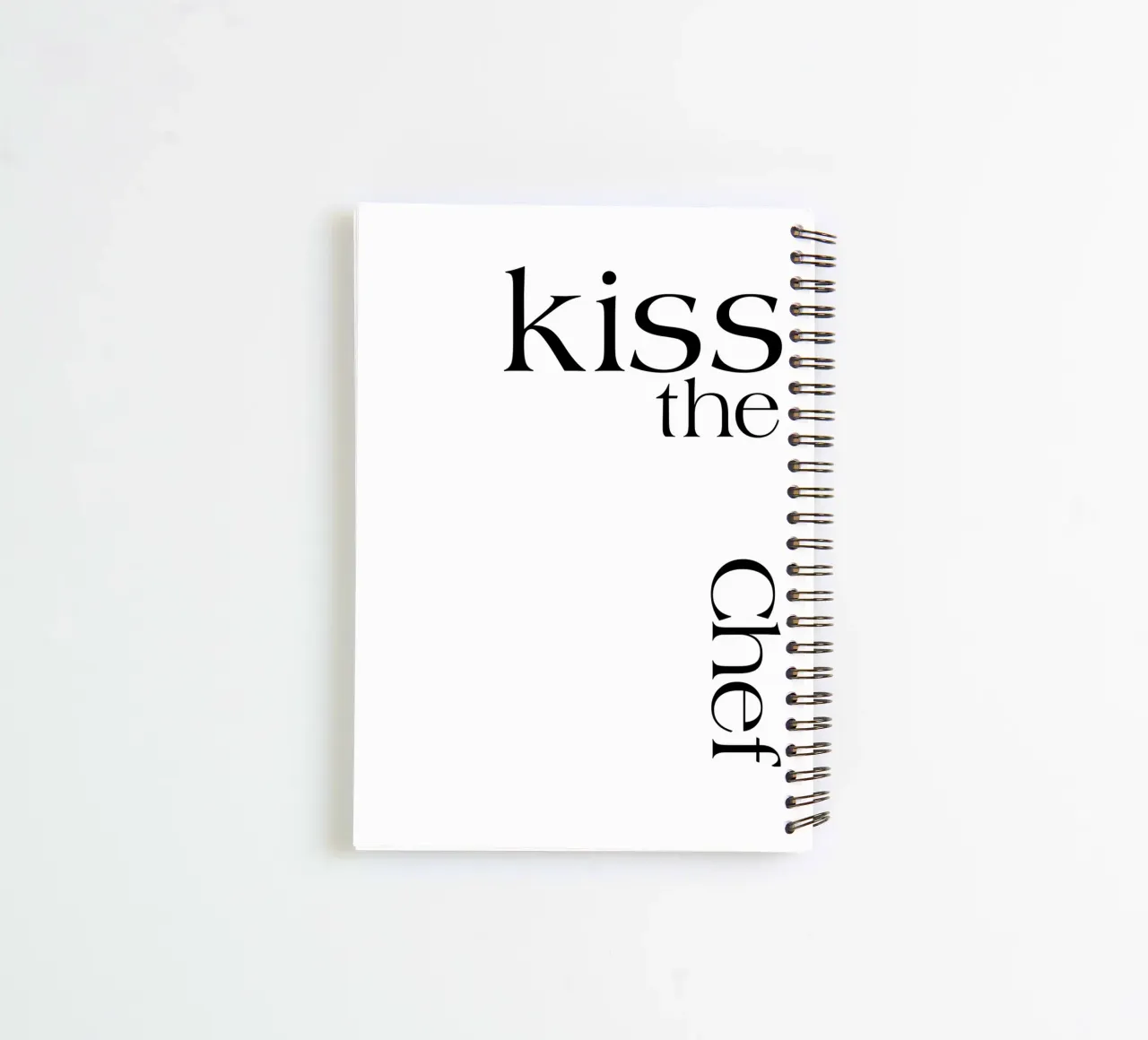 Kiss The Chef Simple Minimalist Elegant Typography spiral notebook by YV TYPOGRAPHY