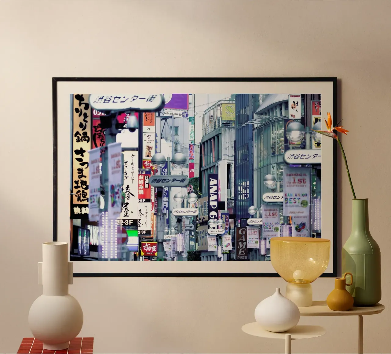 Tokyo poster with wooden frame by Flo Klein