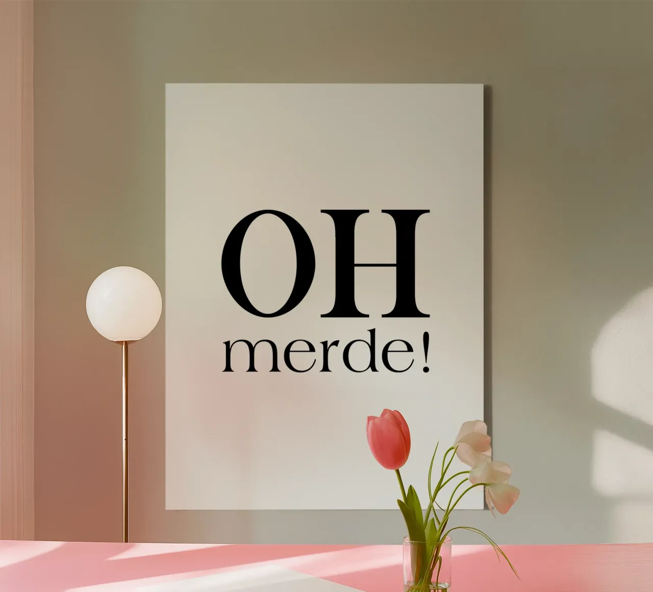 Oh Merde Simple Minimalist Elegant Typography canvas with Floater frame by YV TYPOGRAPHY