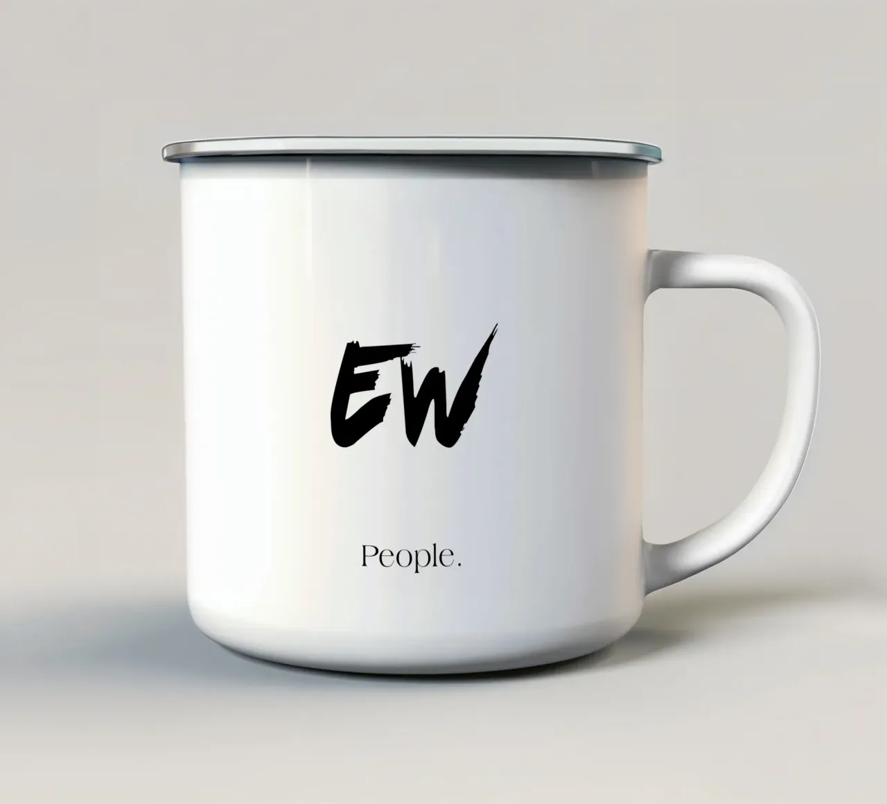 Ew People Tipografia semplice, minimalista ed elegante tazza in smalto da YV TYPOGRAPHY