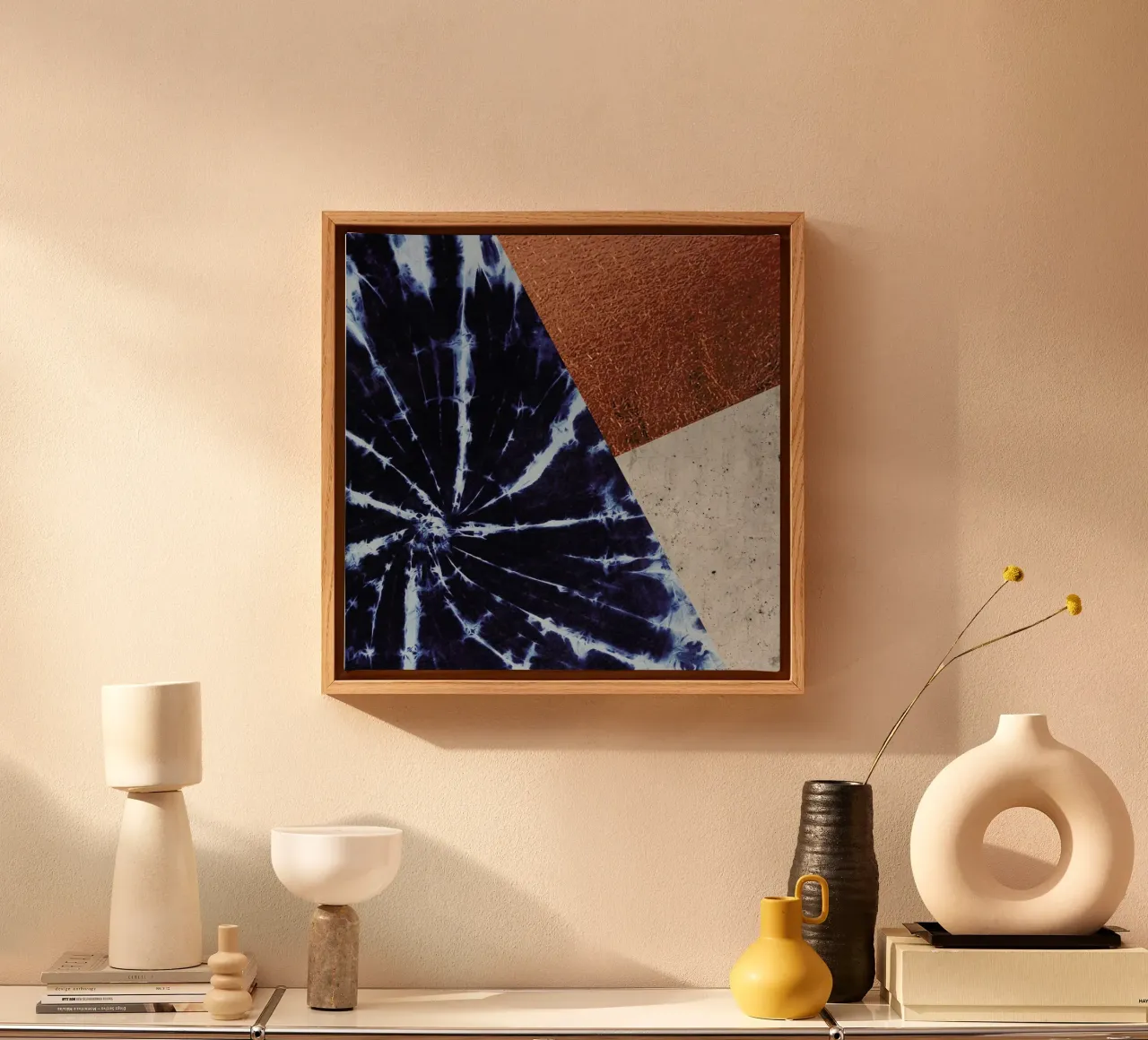 Batik Kupfer Beton tela con Cornice a cassetta da XOXO Arte
