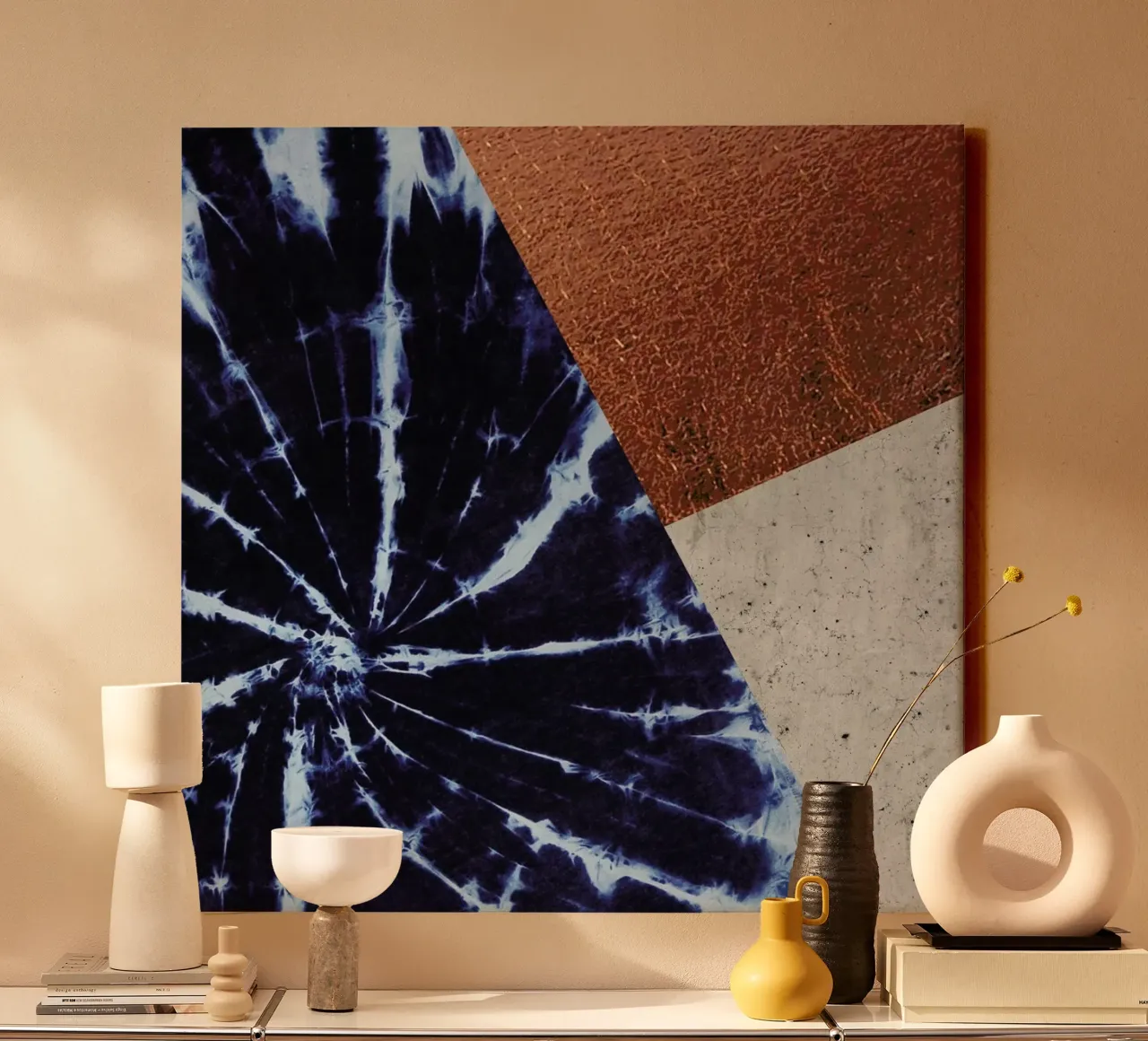 Batik Kupfer Beton tela con Cornice a cassetta da XOXO Arte