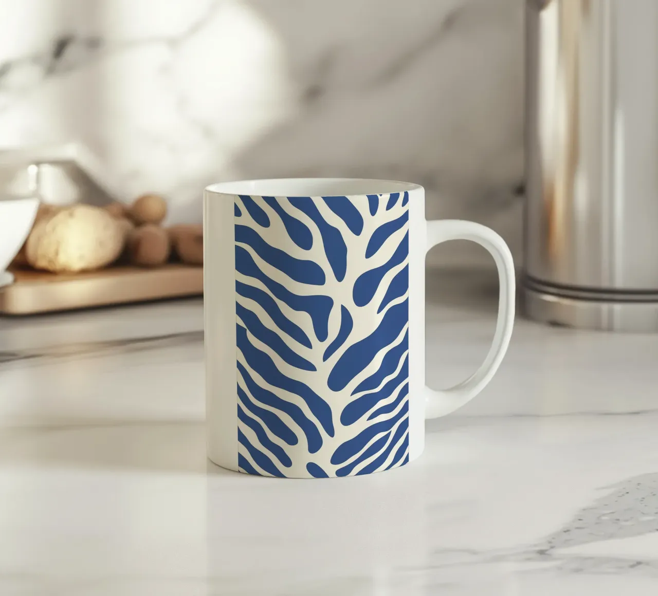 Alghe blu astratte | Motivo organico minimalista tazza in ceramica da Autofocus