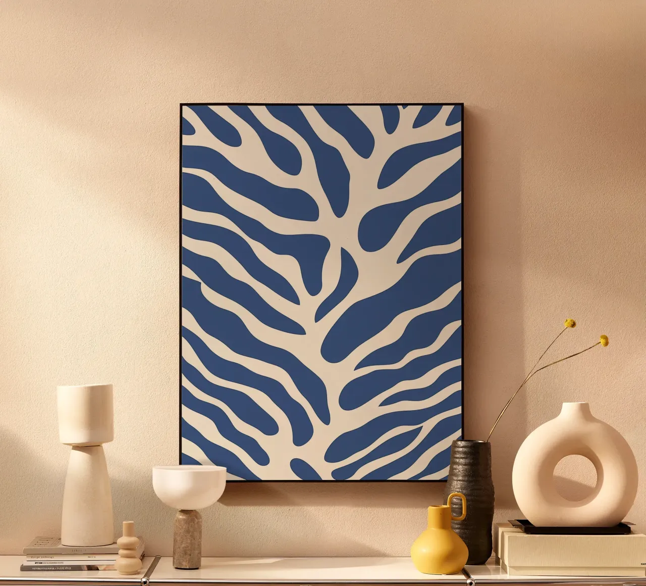 Alghe blu astratte | Motivo organico minimalista alluminio dibond da Autofocus