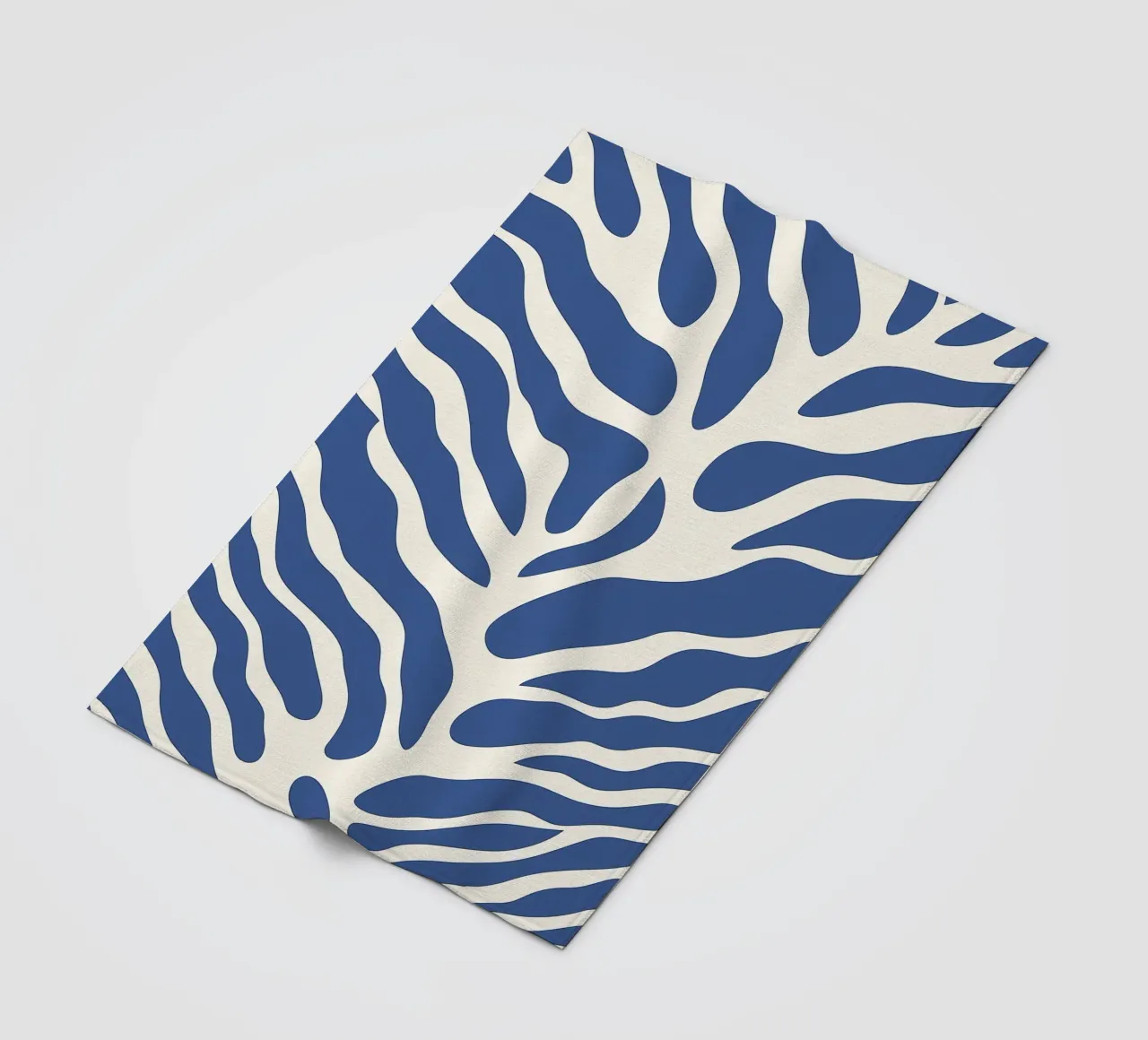 Abstract blue algae | Minimalist organic pattern fleece blanket by Autofocus