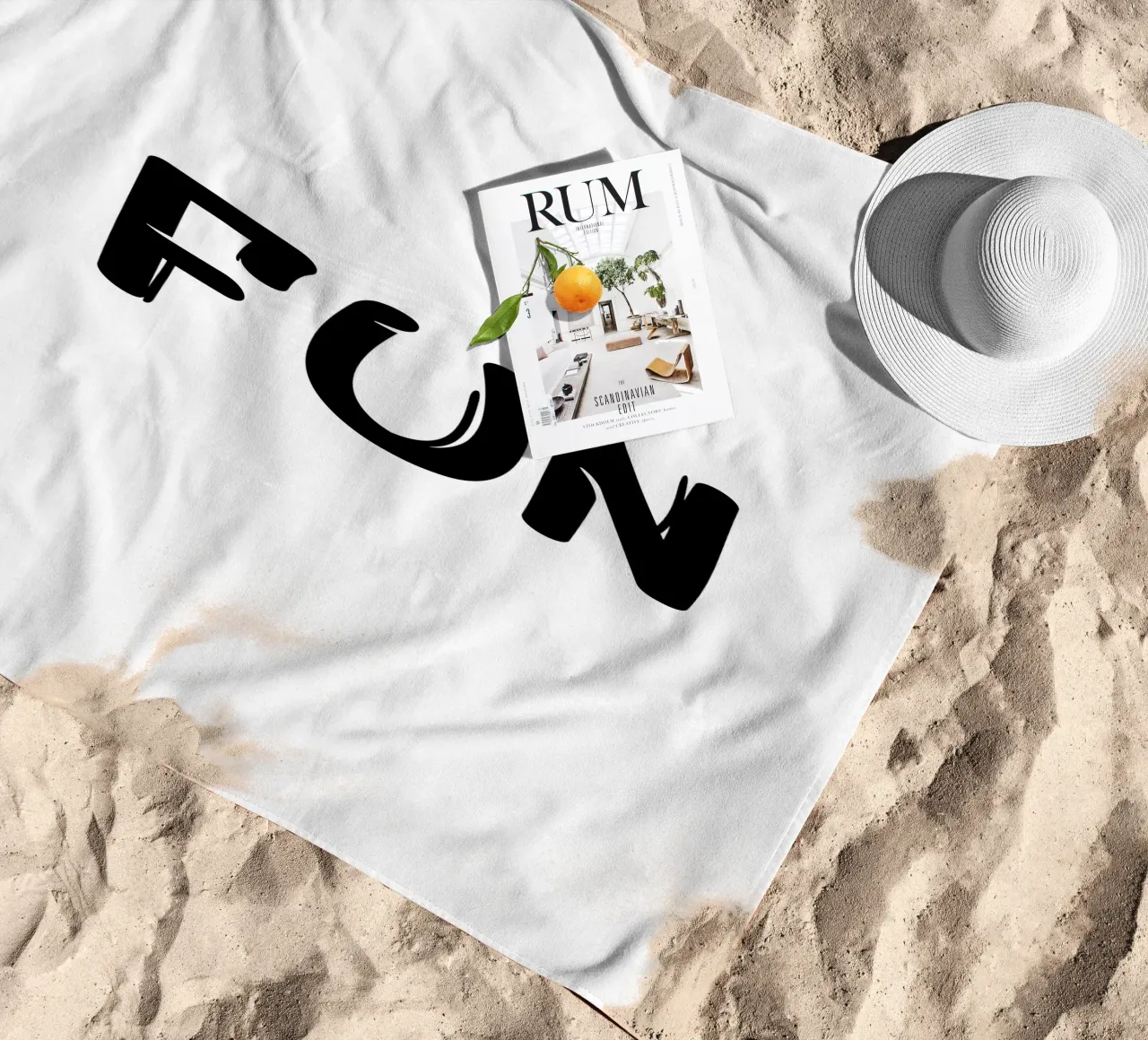 Fun Typography Minimalist Simple Elegant beach towel by YV TYPOGRAPHY