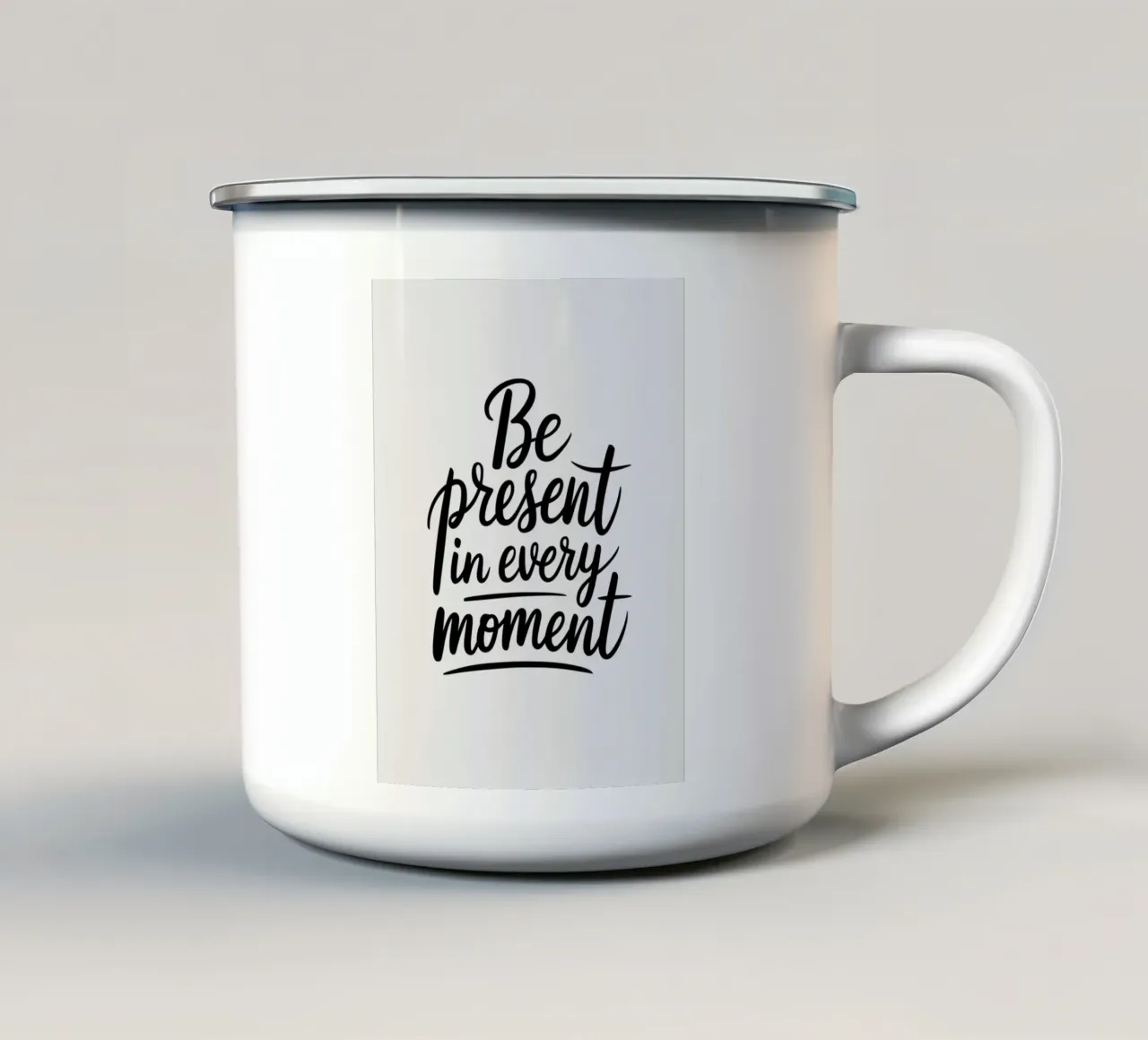 Essere presenti in ogni momento tazza in smalto da logic