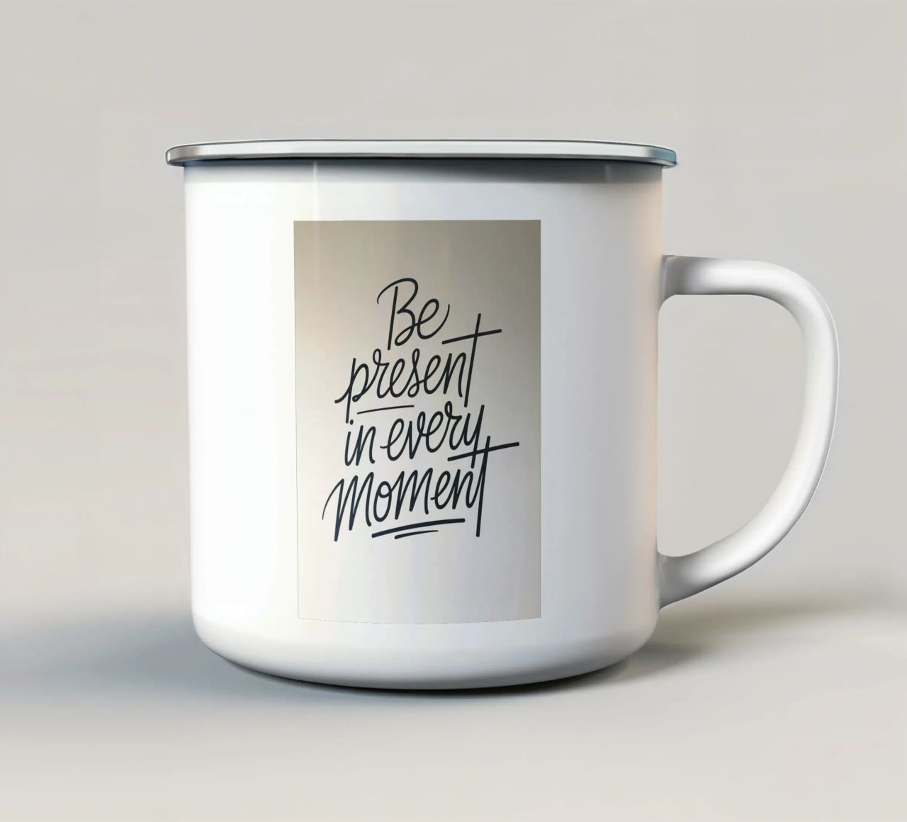 Essere presenti in ogni momento tazza in smalto da logic