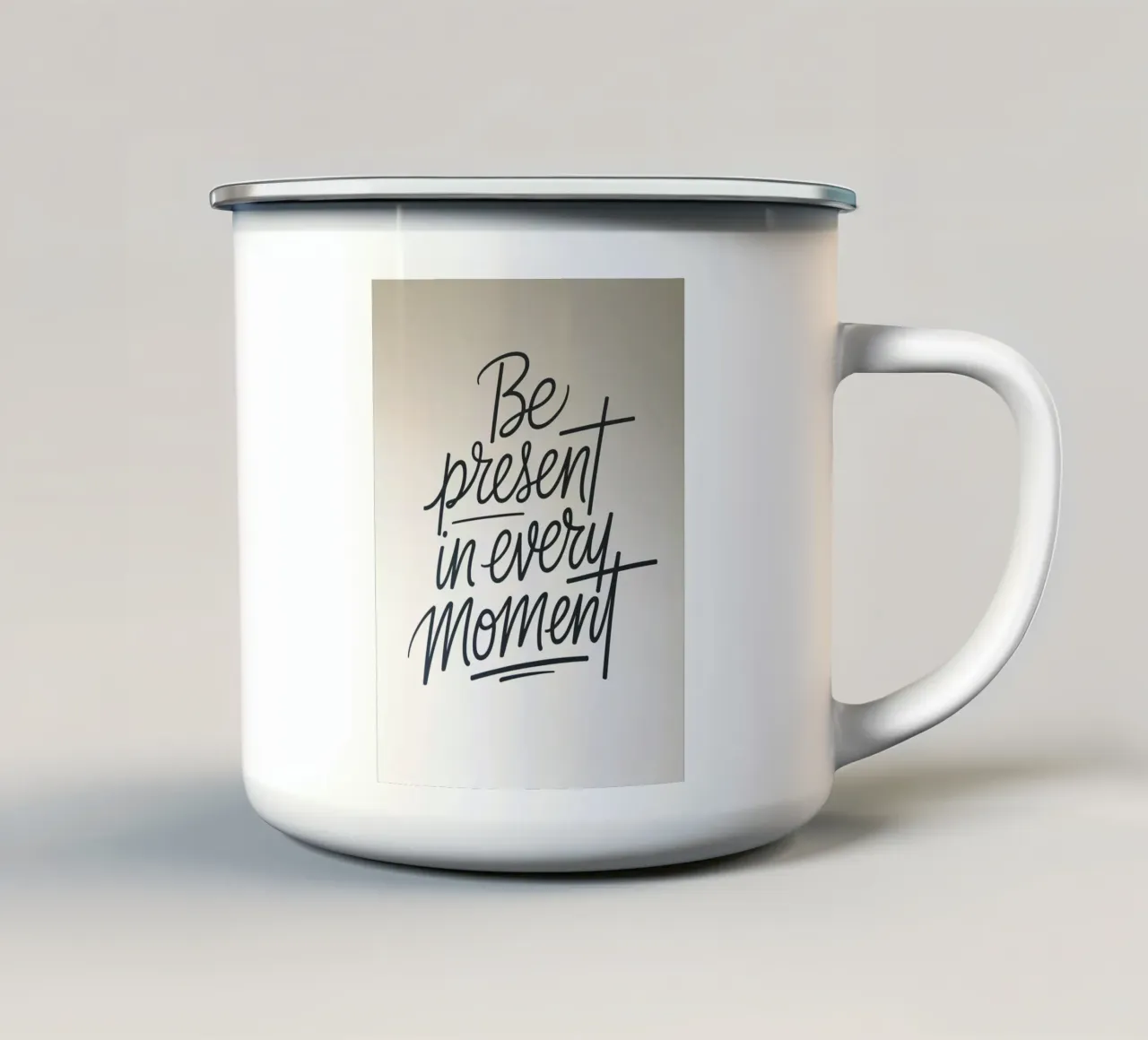 Essere presenti in ogni momento tazza in smalto da logic