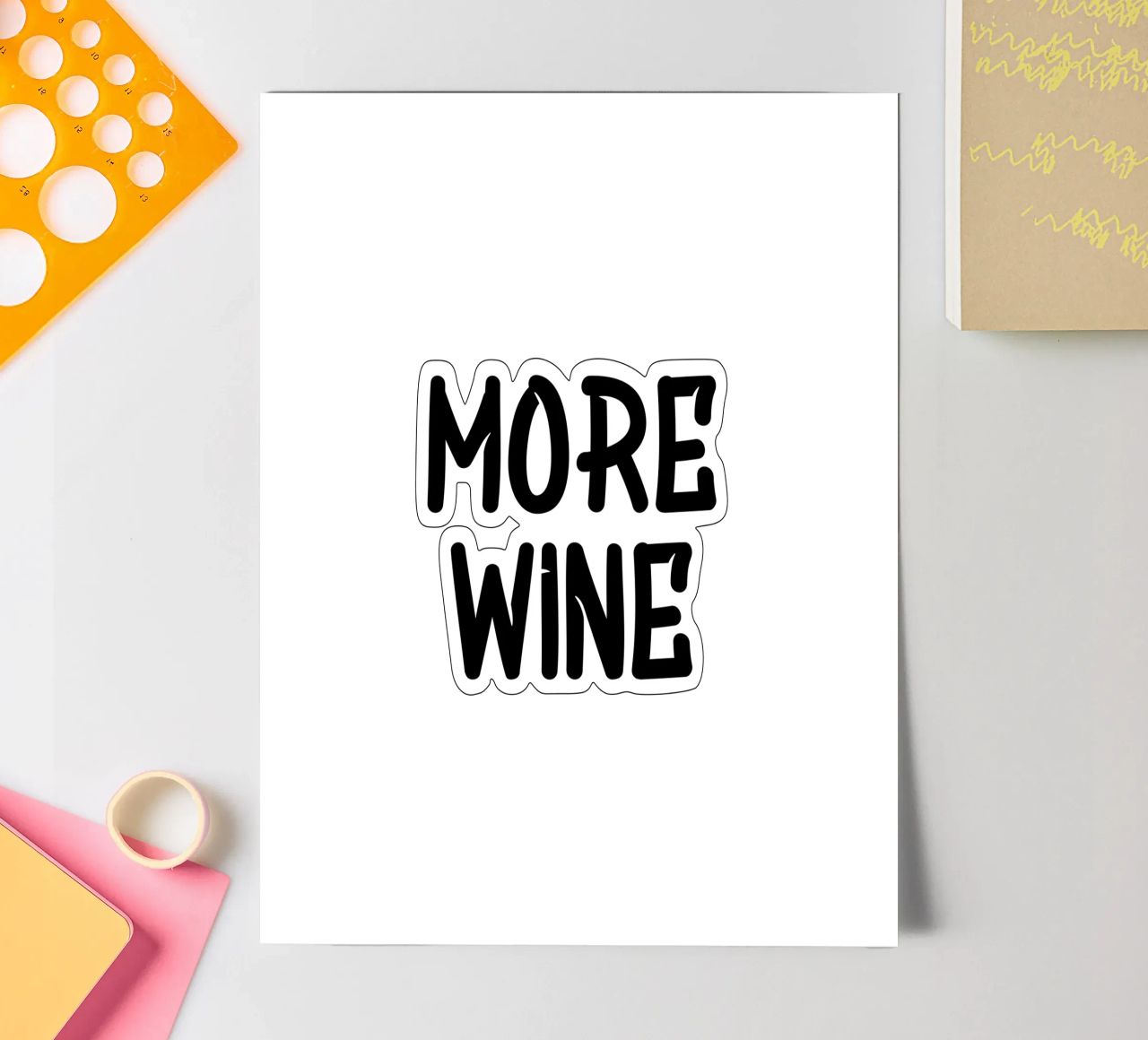 More Wine Typography Minimalist Simple Elegant sticker sheet by YV TYPOGRAPHY