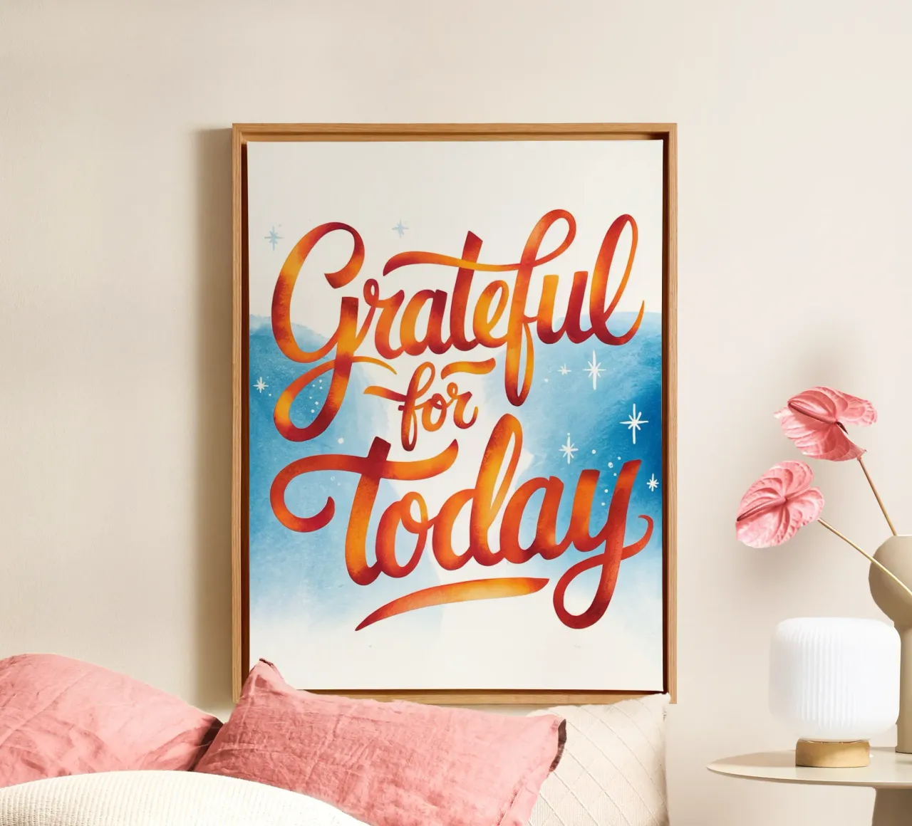 Grateful for Today canvas with Floater frame by logic