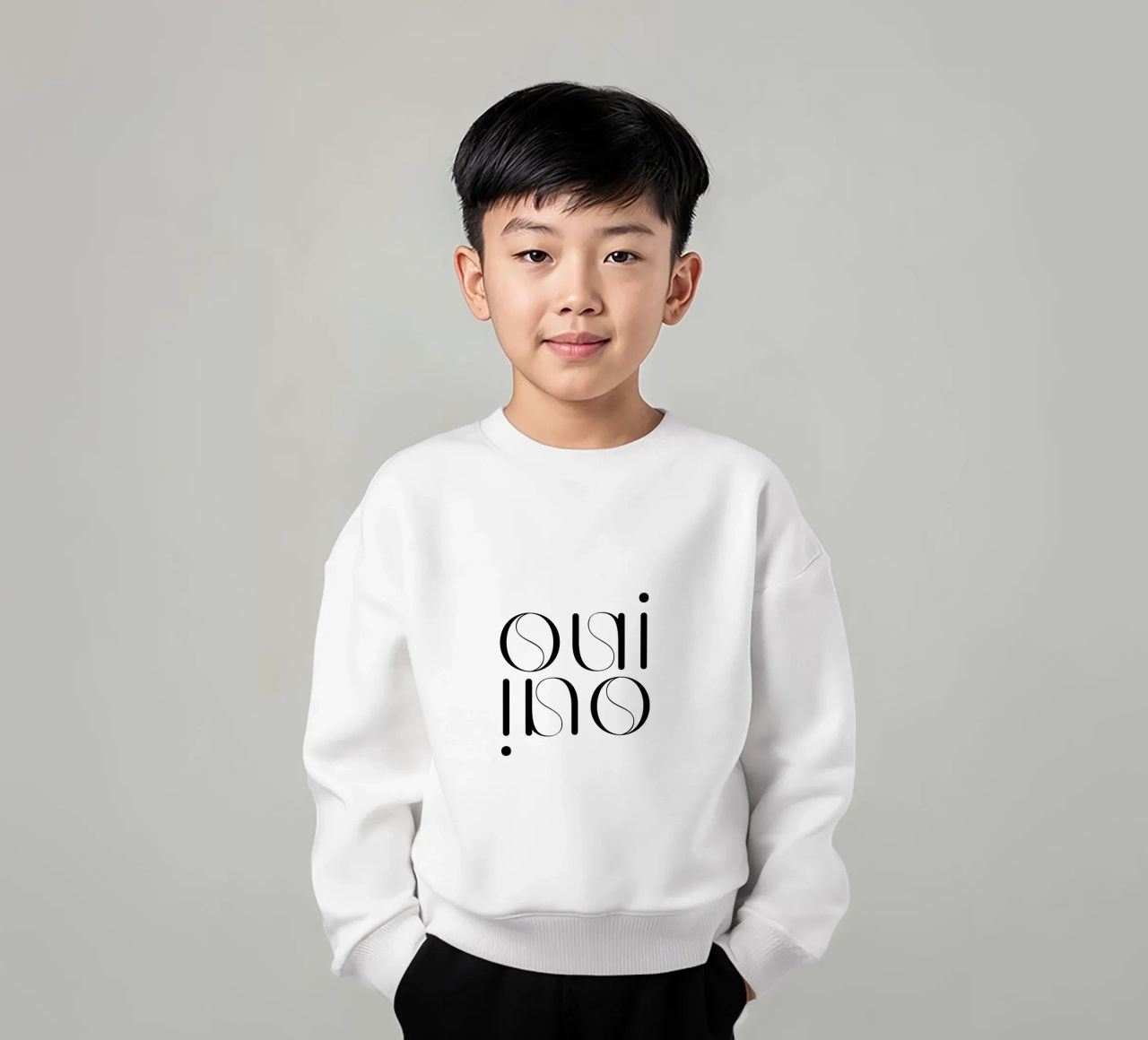 Oui Oui Tipografia Minimalista Semplice Moderna felpa bambino da YV TYPOGRAPHY