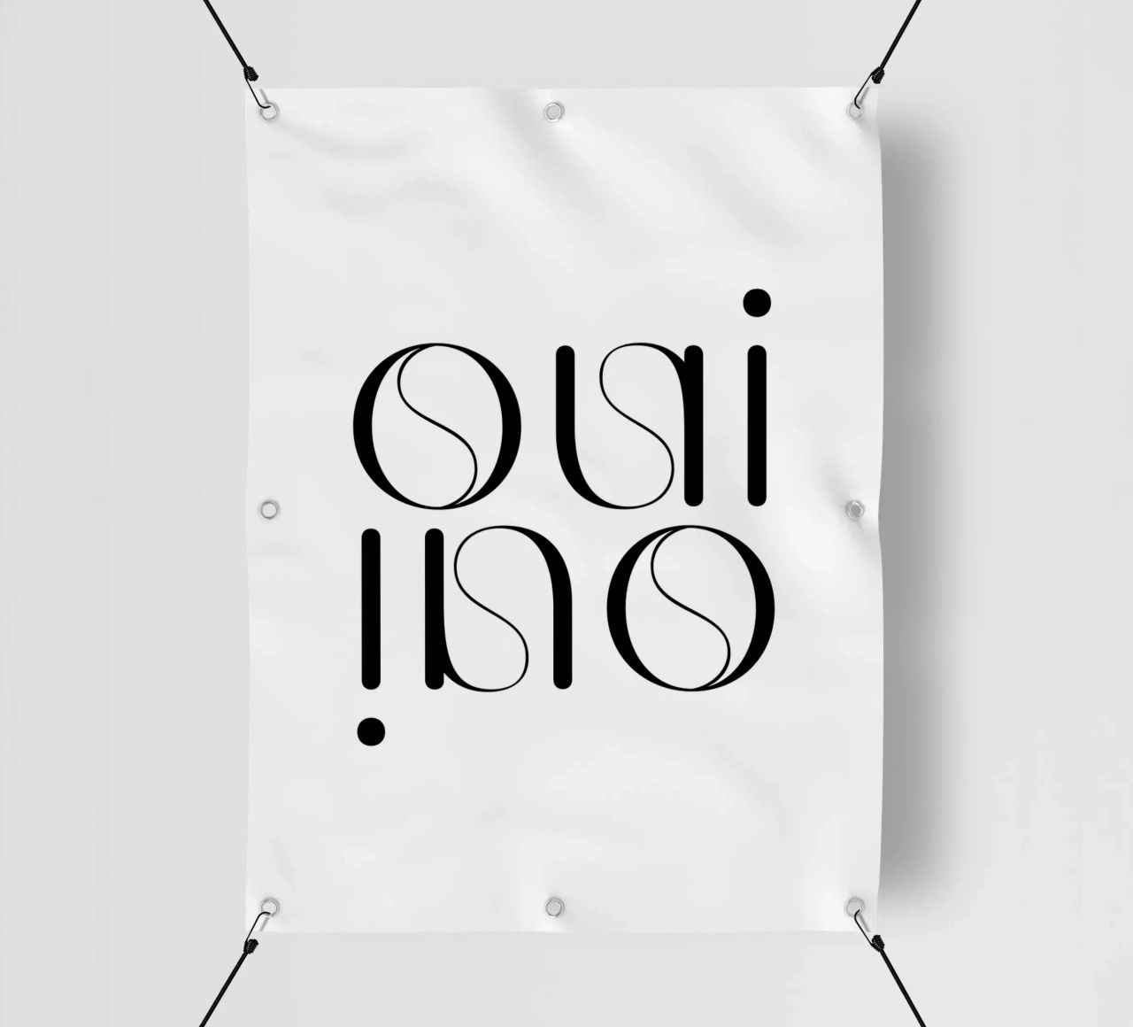 Oui Oui Tipografia Minimalista Semplice Moderna telo in pvc da YV TYPOGRAPHY