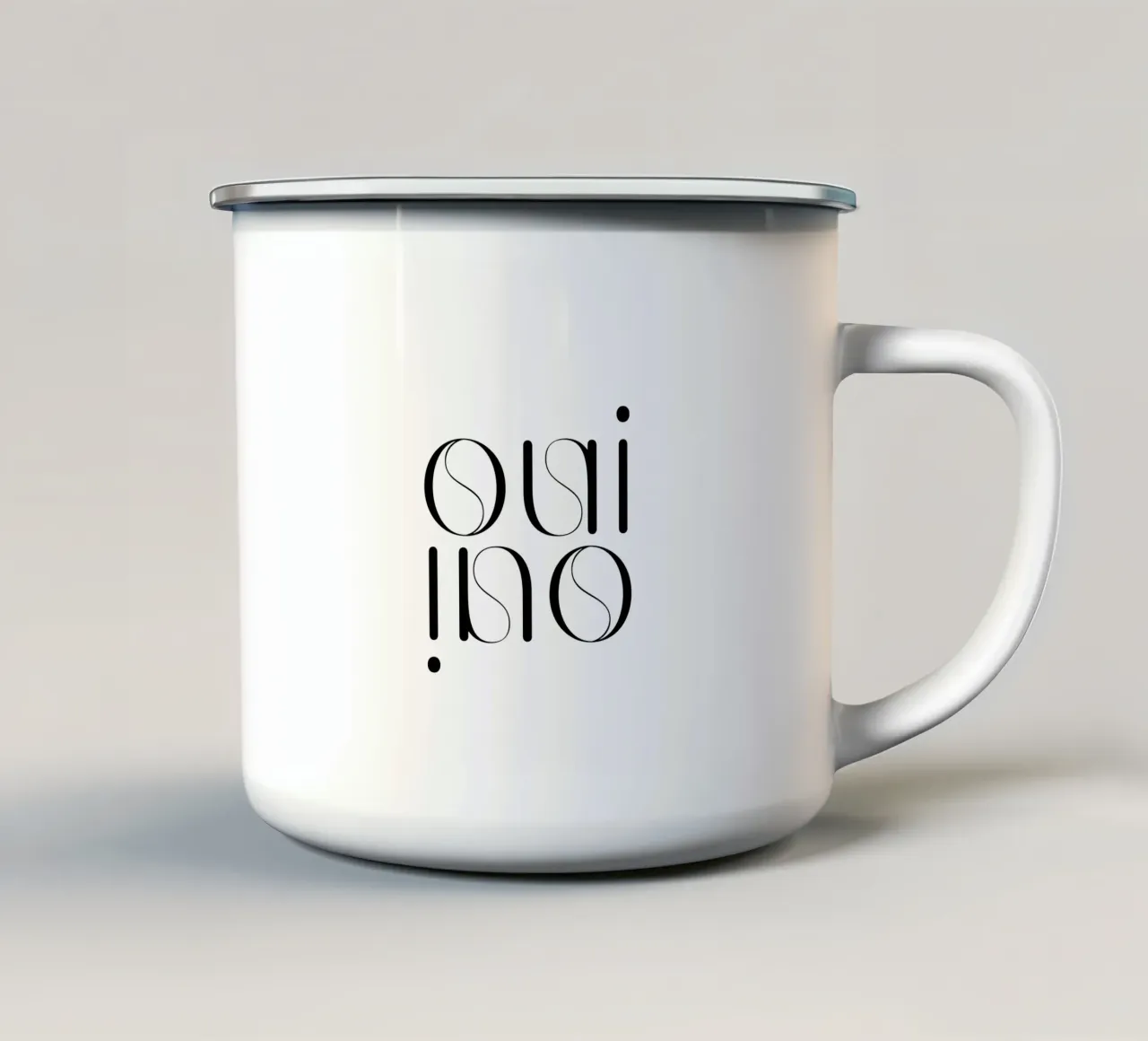 Oui Oui Typografie Minimalistisch Einfach Modern Emaille Tasse von YV TYPOGRAPHY