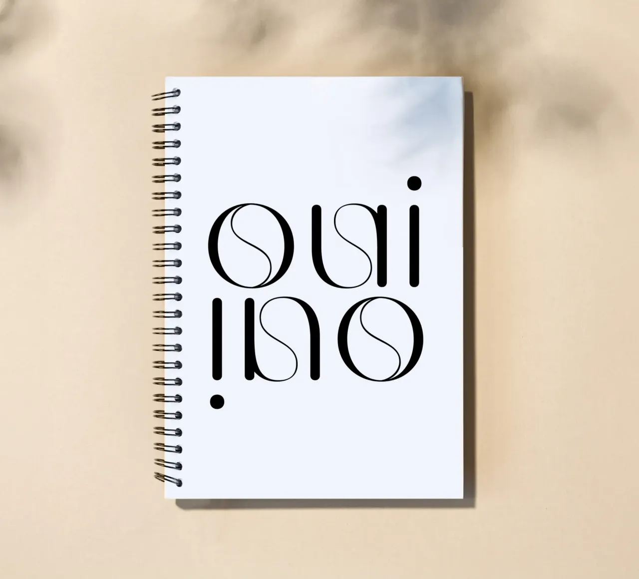 Oui Oui Typography Minimalist Simple Modern spiral notebook by YV TYPOGRAPHY