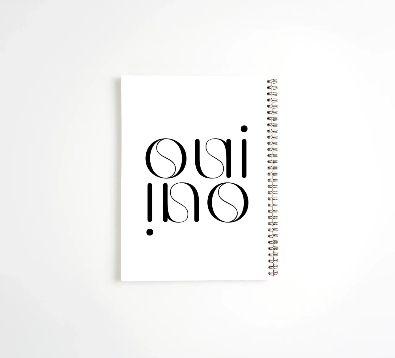 Oui Oui Typography Minimalist Simple Modern spiral notebook by YV TYPOGRAPHY