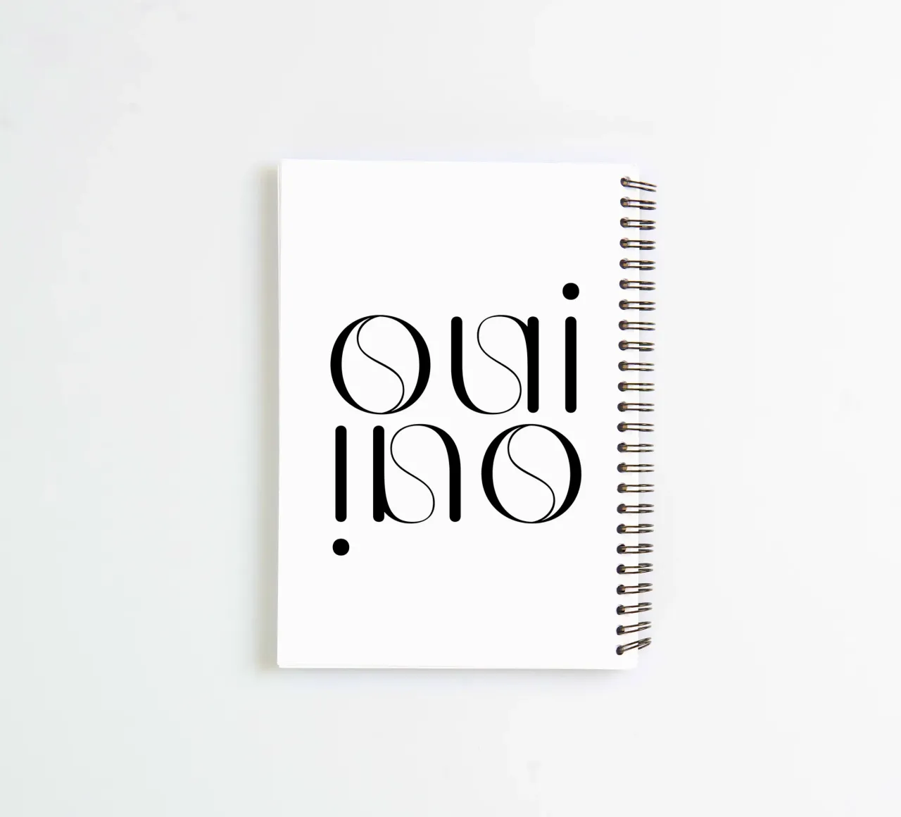 Oui Oui Typography Minimalist Simple Modern spiral notebook by YV TYPOGRAPHY